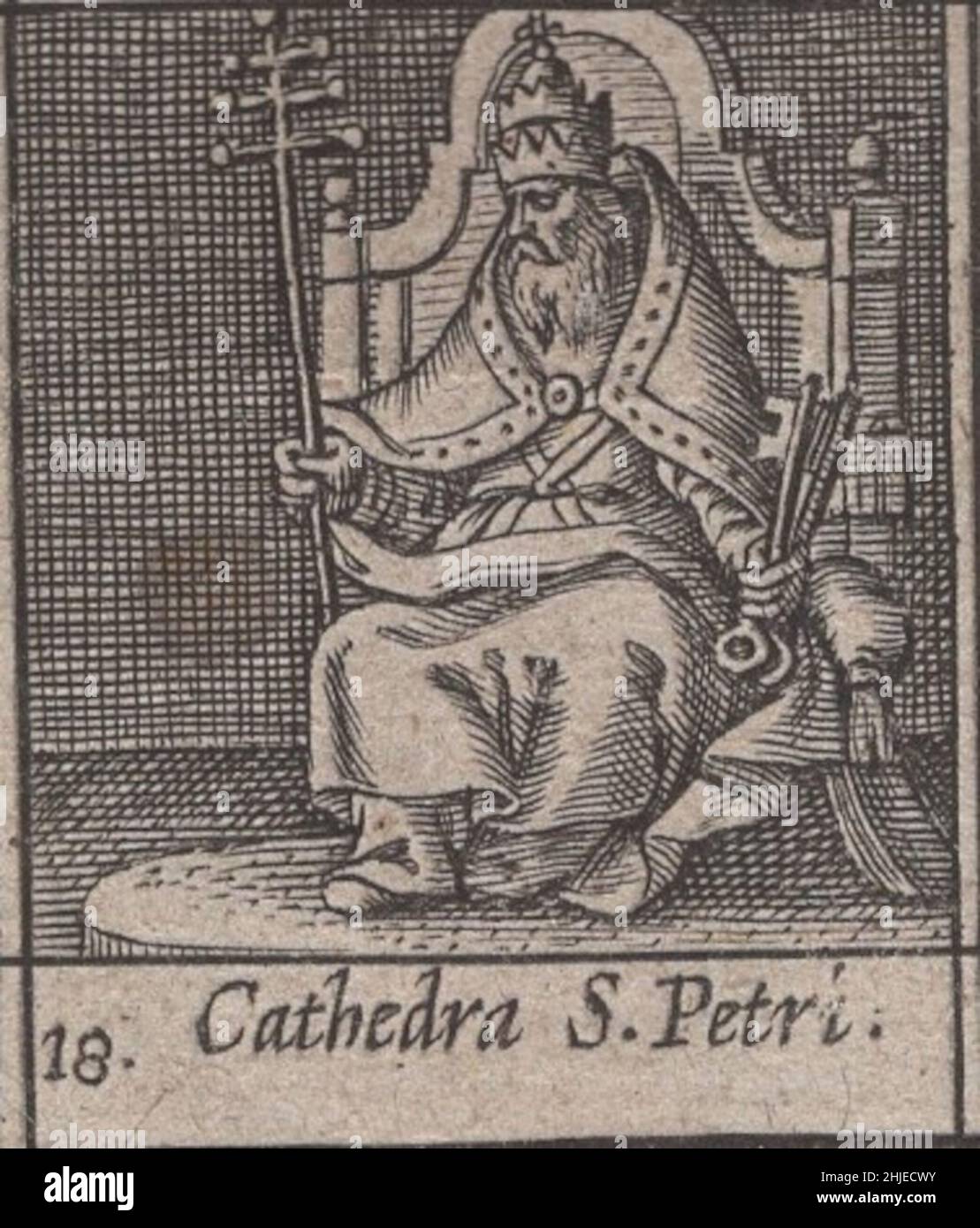 incesable, 15th siècle, médiéval, saints, saint,religieux, dévotionnel, sacré, taillé, gravé,gravure, janvier, mois, calendrier, catholique,rare, renaissance, illustré, détaillé, protecteur,protecteurs, imprimés, impression, latin, histoire,historique, original, prier, catholique romaine, est,orthodoxe, église, répressions, pape, prêtres,moines, rois, reclus, ermite, passion,laïc, symbole, spirituel, sainteté, art,Artisanal, art, artisanat, incunabula , Cathedra Saint Petri / le président de Saint Pierre Banque D'Images