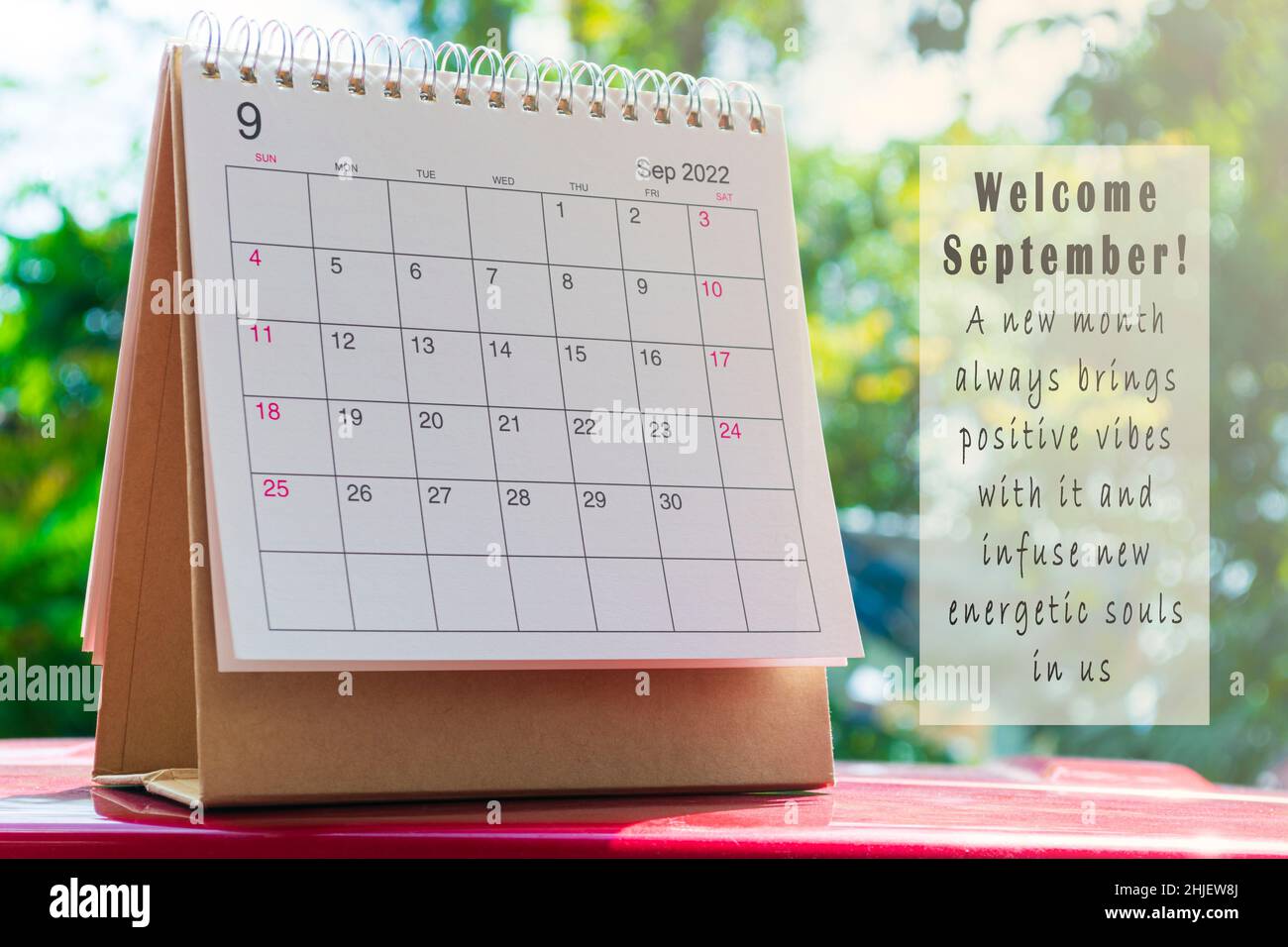 Calendrier Blanc Du 22 Septembre Avec Citation Motivante Et Inspirante Photo Stock Alamy