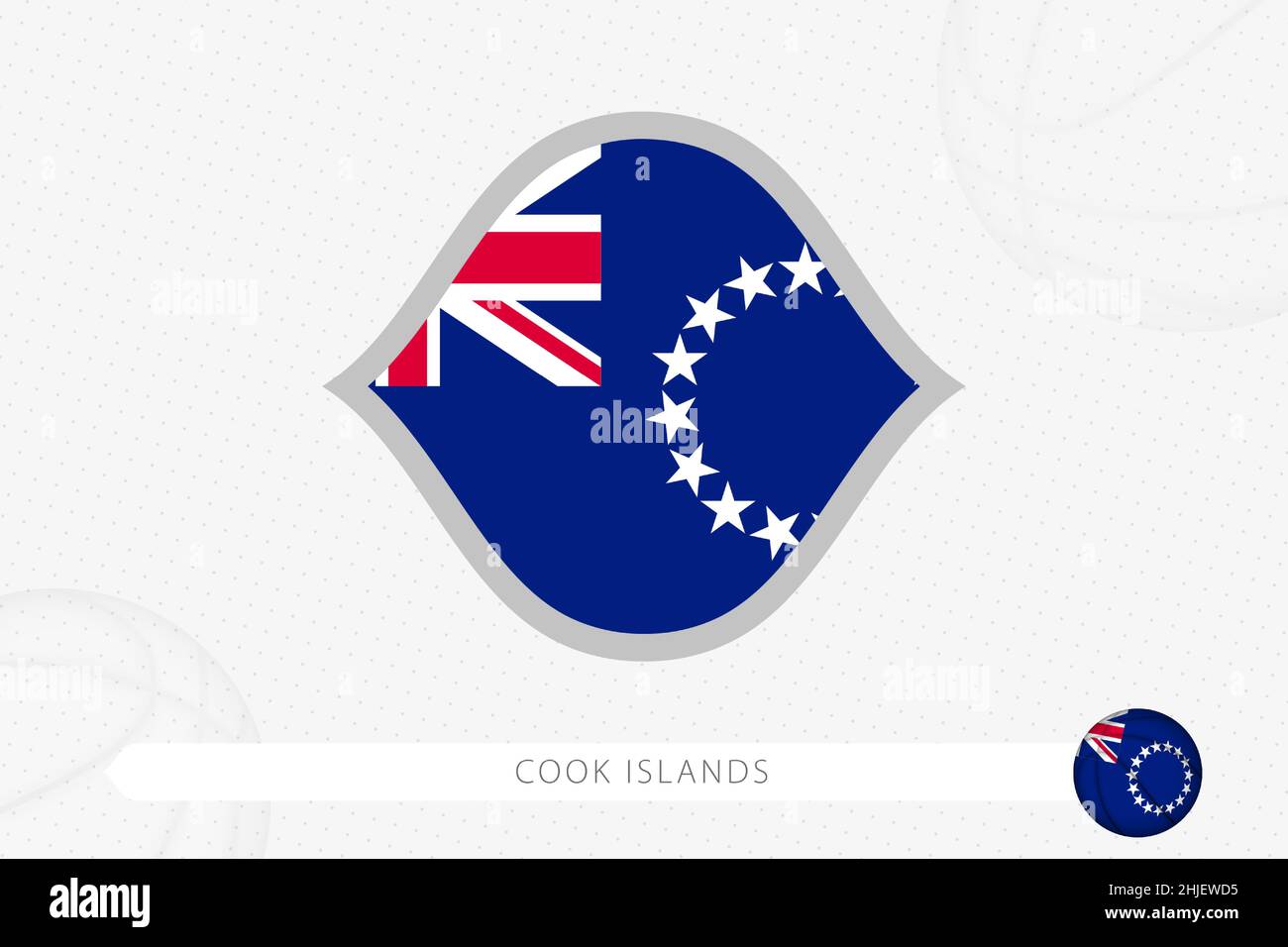 Drapeau de Cook Islands pour la compétition de basket-ball sur fond gris de basket-ball.Illustration de vecteur sportif. Illustration de Vecteur