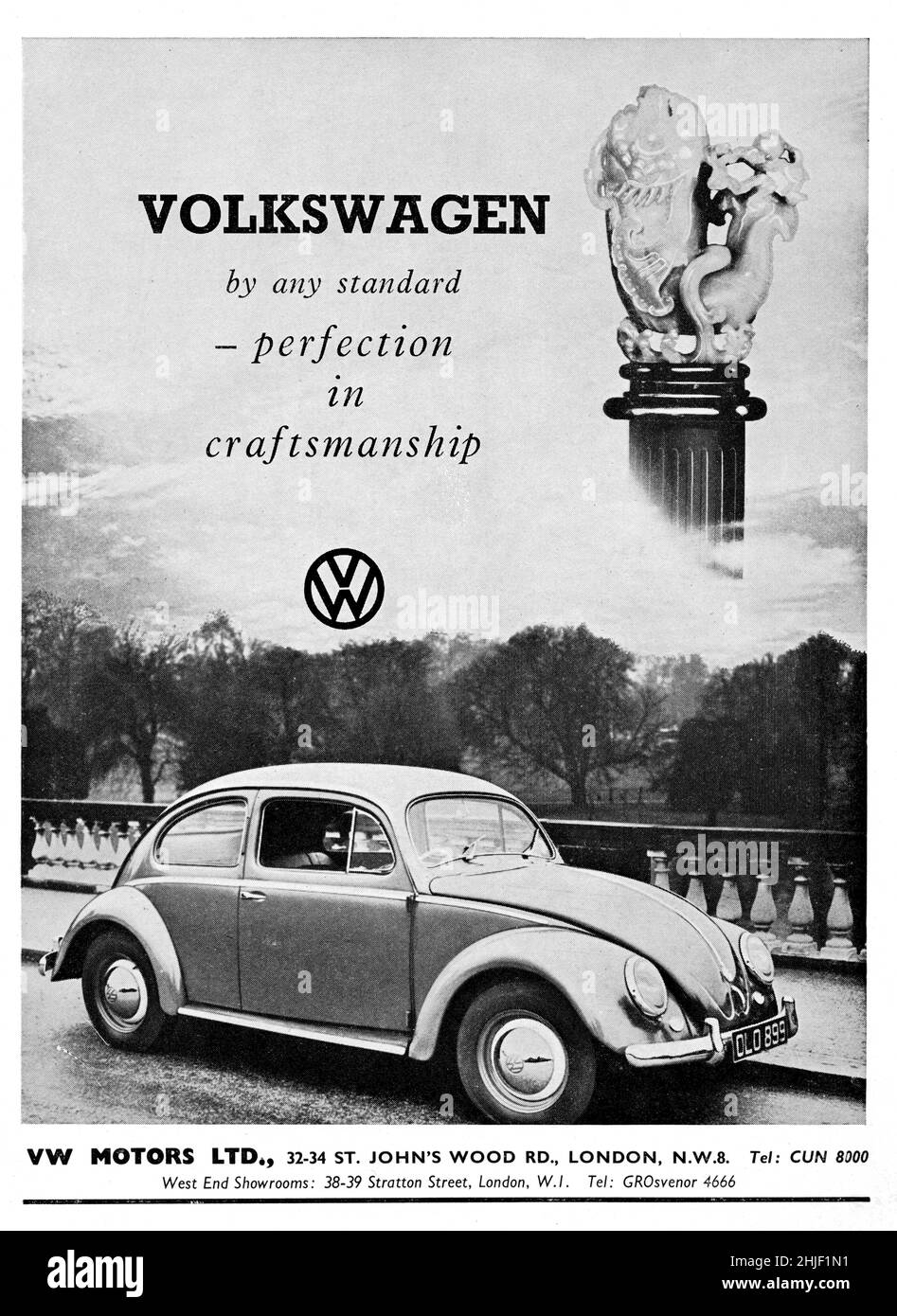 Une publicité vintage pour la Volkswagen Beetle de Motor Sport Magazine, 1959 Banque D'Images