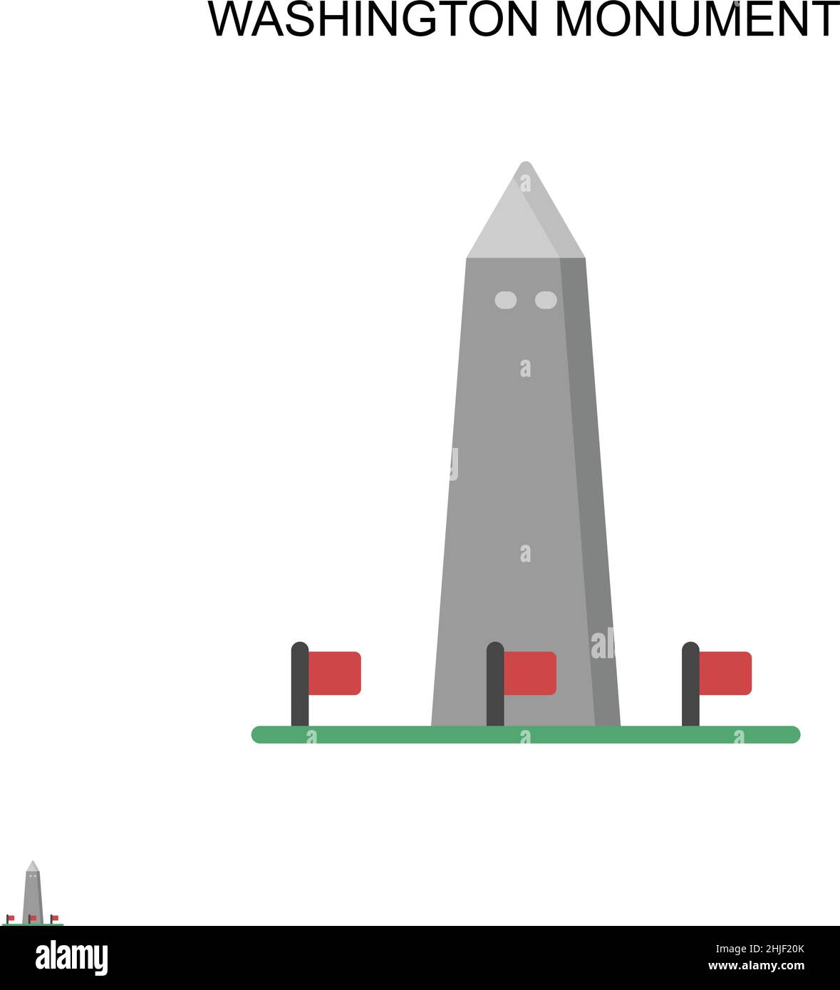 Icône de vecteur simple du monument de Washington.Modèle de conception de symbole d'illustration pour élément d'interface utilisateur Web mobile. Illustration de Vecteur