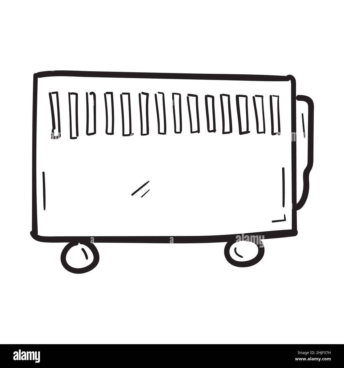 Icône de chauffage mobile dessinée à la main dans le style de l'enlinet isolé. Illustration de Vecteur