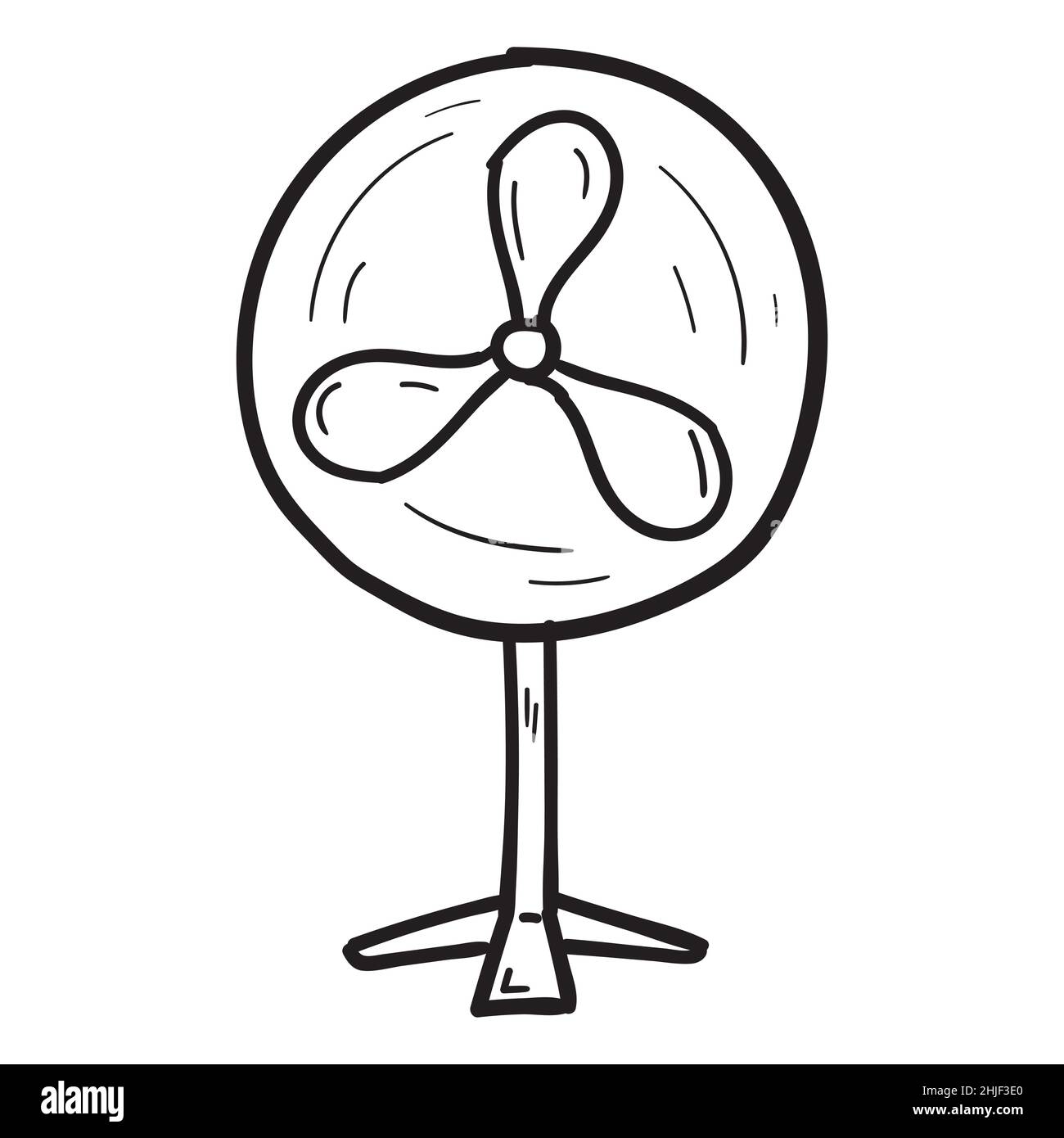 Icône de ventilateur dessinée à la main dans le style Doodle isolé. Illustration de Vecteur