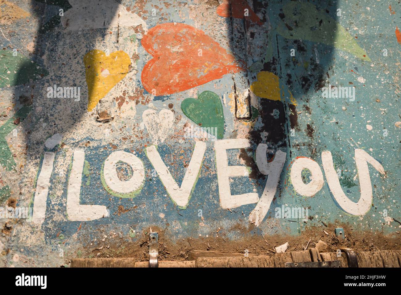 Gros plan d'un mur avec inscription de grunge Banque D'Images