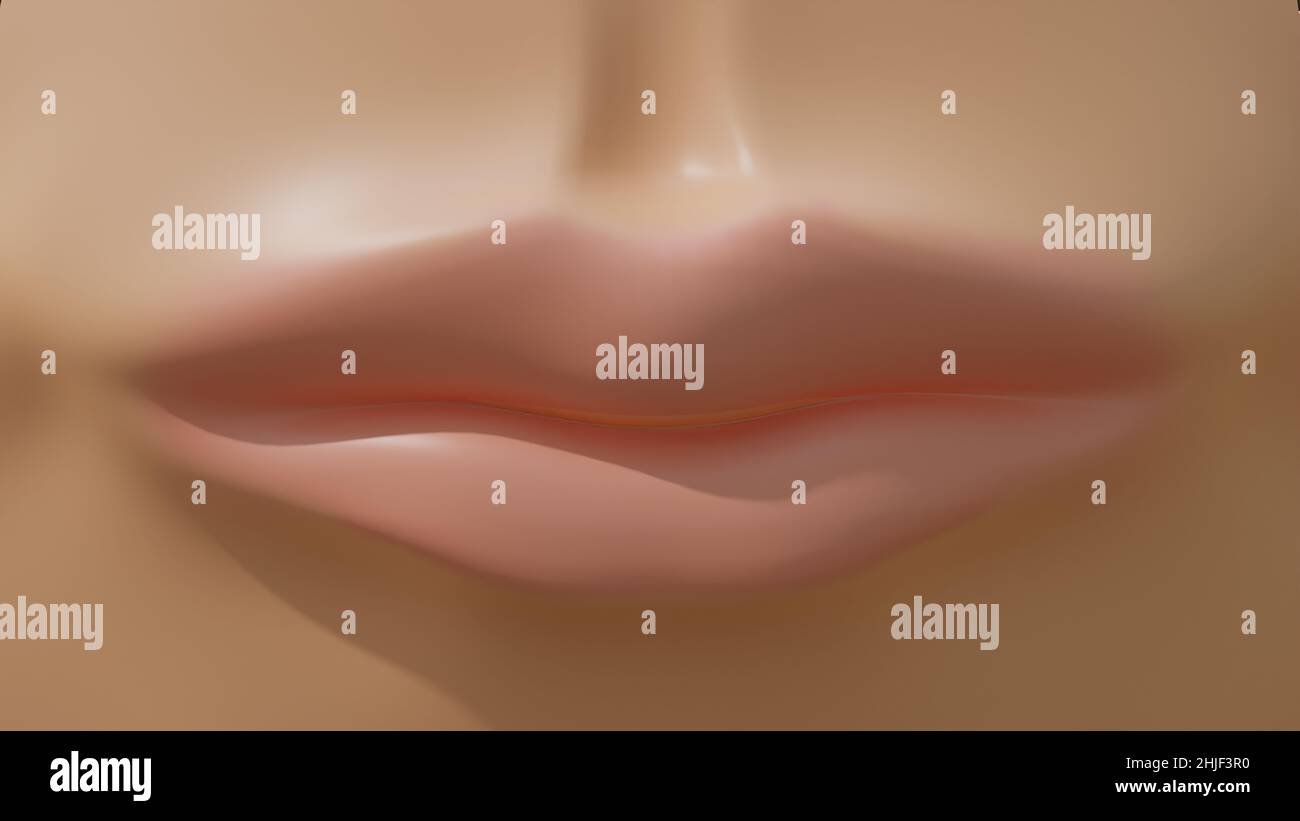 Une image rendue d'une sculpture de 3D lèvres femelles faite dans le mélangeur 3D en utilisant des cycles de rendu moteur. Banque D'Images Une image rendue d'une sculpture de 3D lèvres femelles faite dans le mélangeur 3D en utilisant des cycles de rendu moteur. Banque D'Images