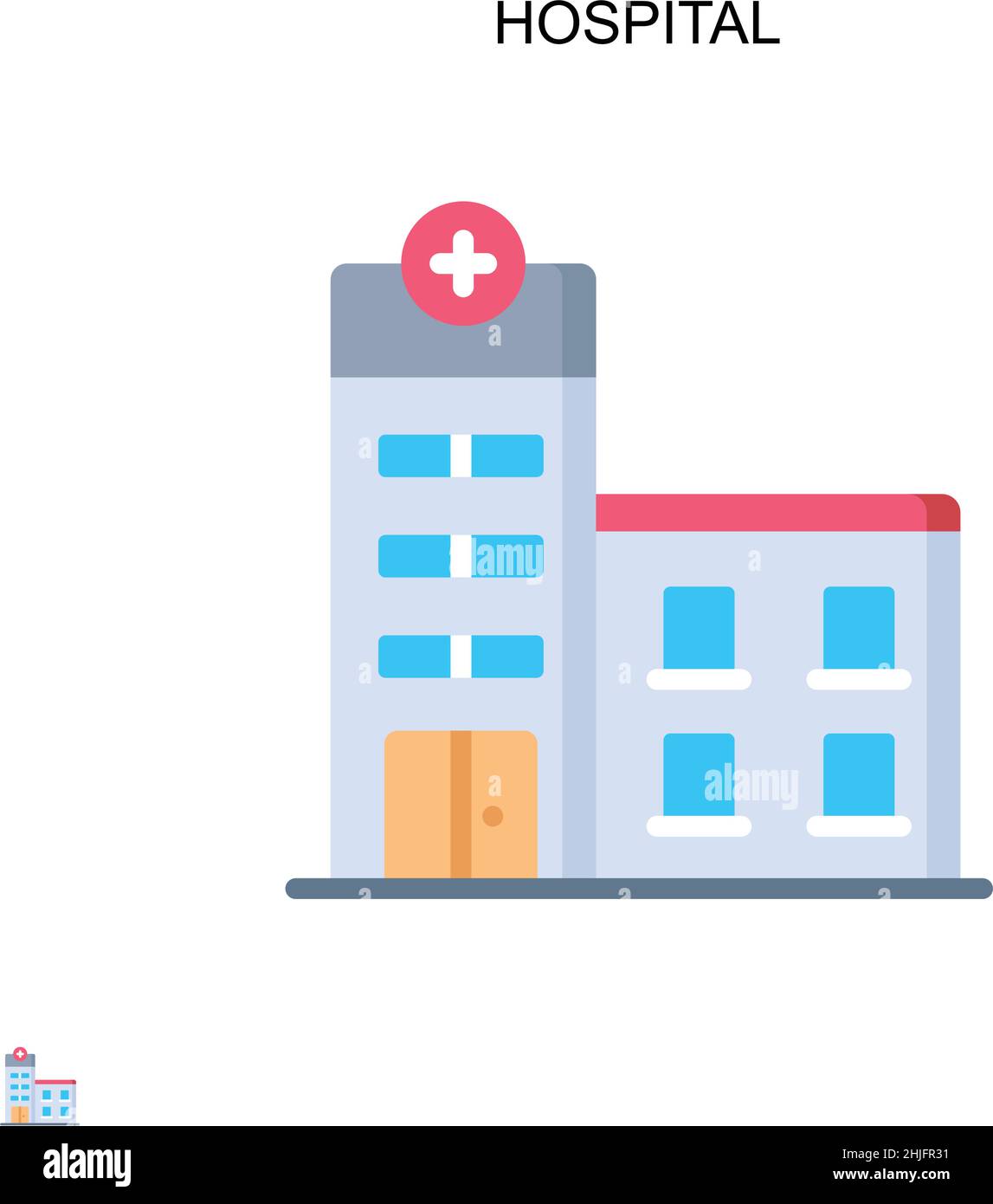 Icône de vecteur simple de l'hôpital.Modèle de conception de symbole d'illustration pour élément d'interface utilisateur Web mobile. Illustration de Vecteur