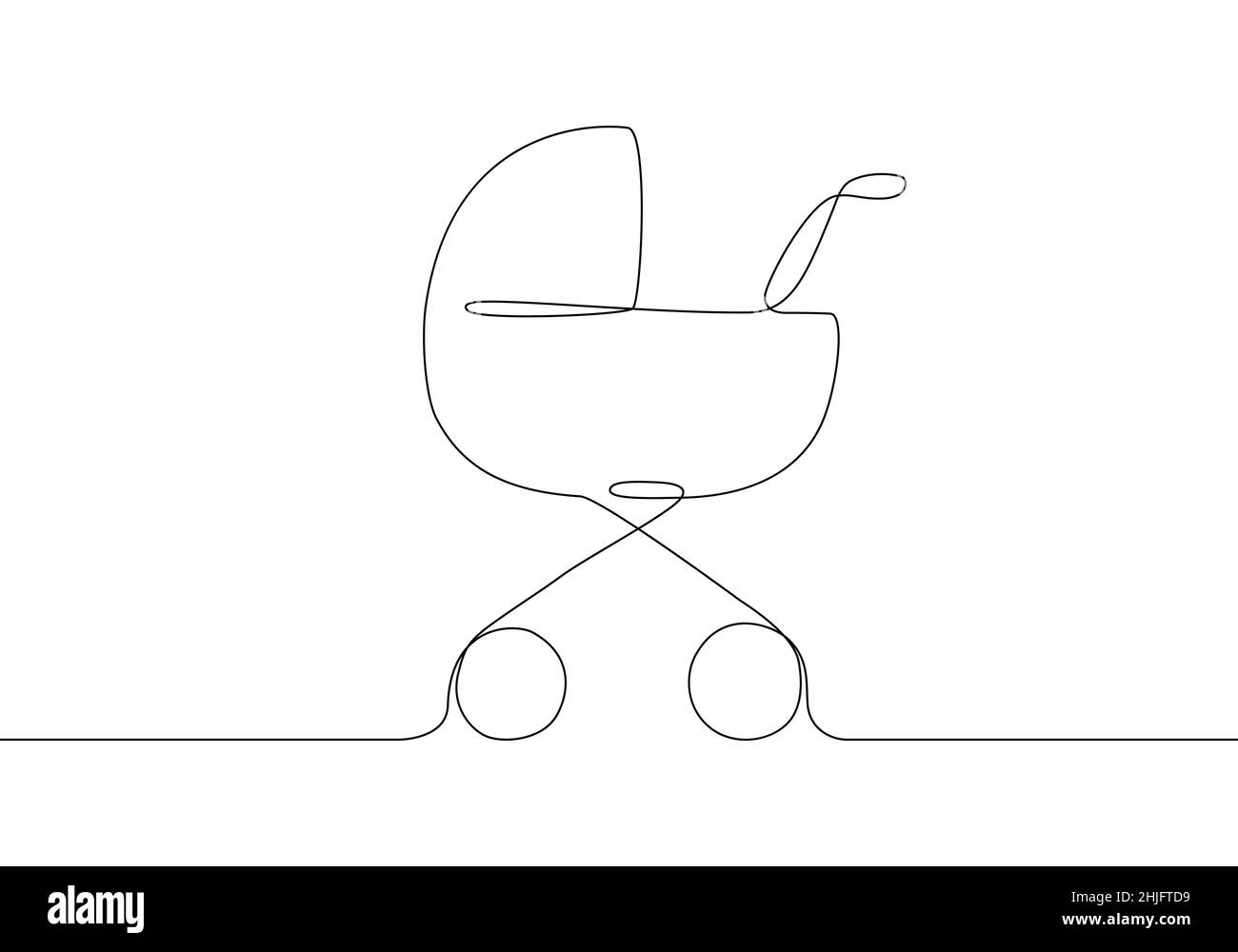 Ligne continue du chariot de bébé. Illustration vectorielle bébé bébé bébé bébé bébé bébé bébé bébé bébé isolé sur fond blanc. Illustration de Vecteur