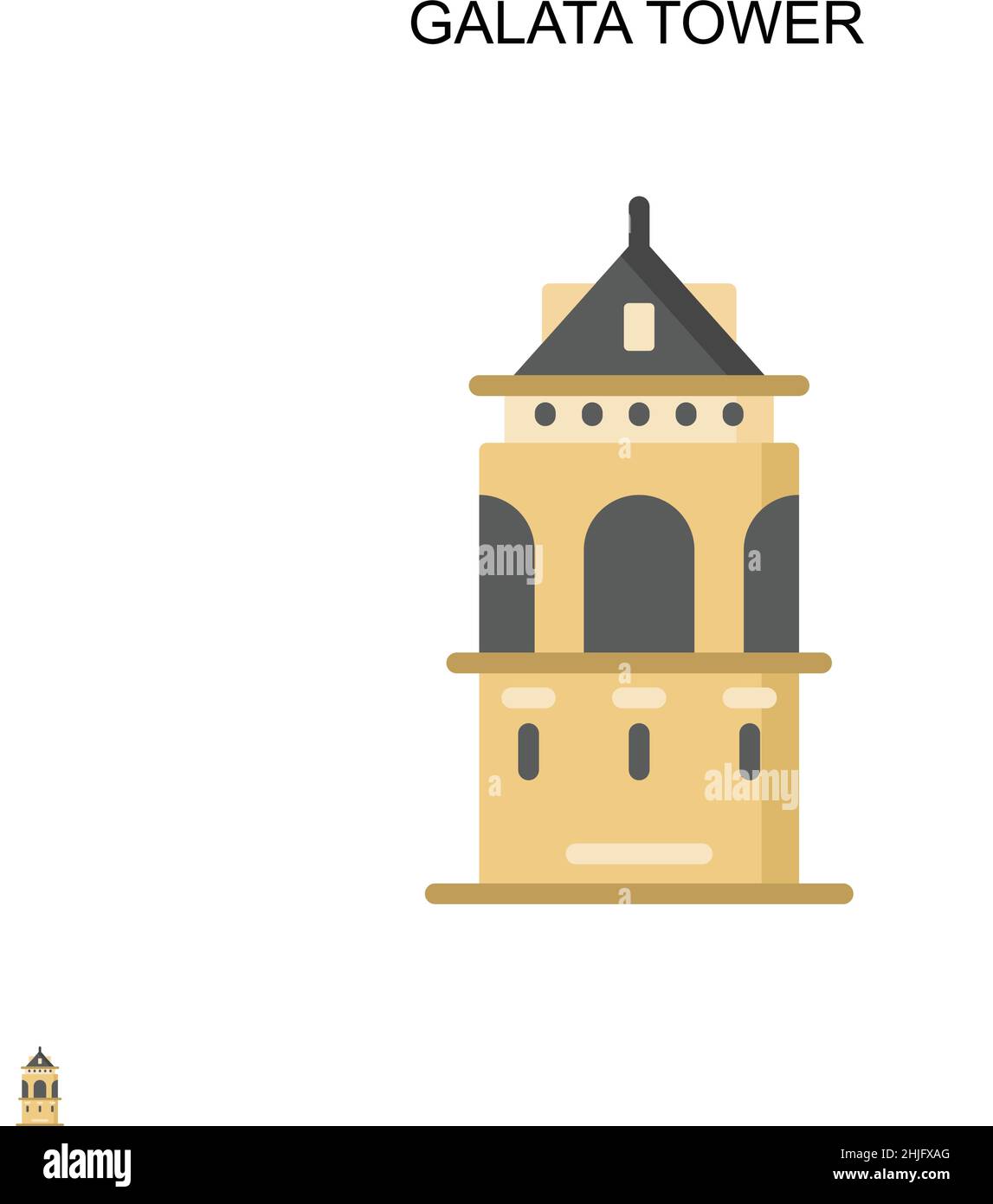 Icône de vecteur simple de la tour de Galata.Modèle de conception de symbole d'illustration pour élément d'interface utilisateur Web mobile. Illustration de Vecteur