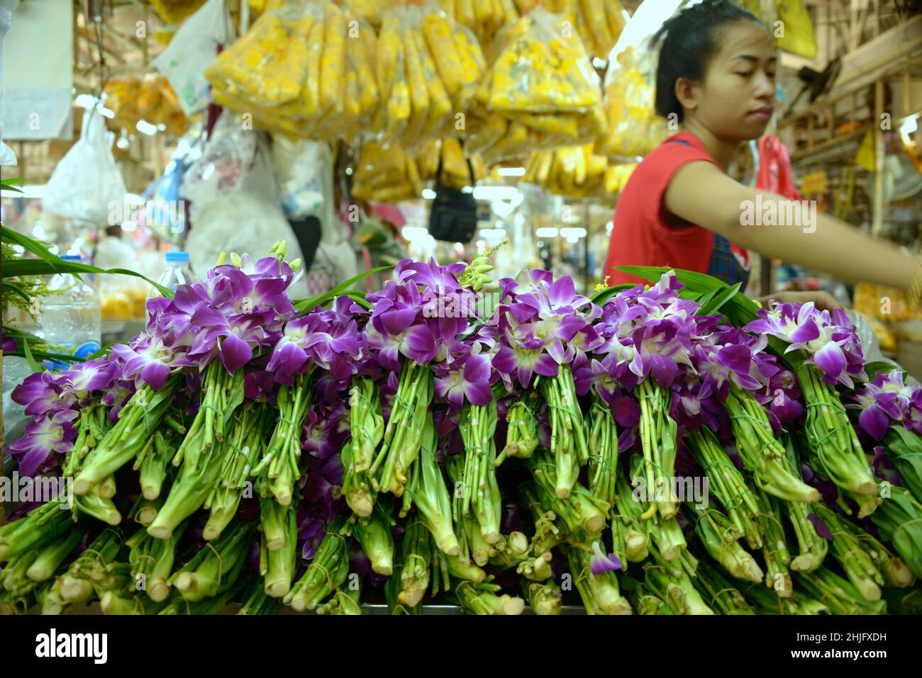 Marché aux fleurs de Bangkok Banque D'Images