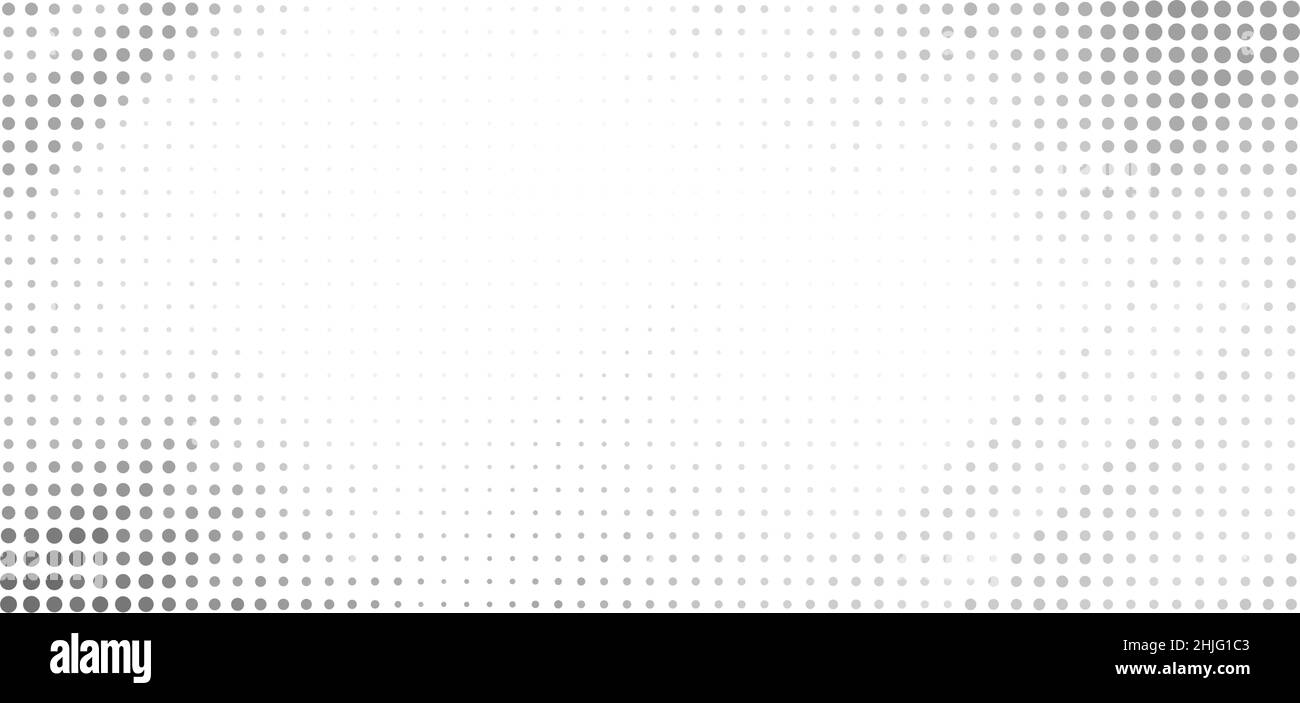 Arrière-plan en pointillés minimal avec effet de demi-teinte.Motif graphique vectoriel simple avec points gris sur un blanc Illustration de Vecteur