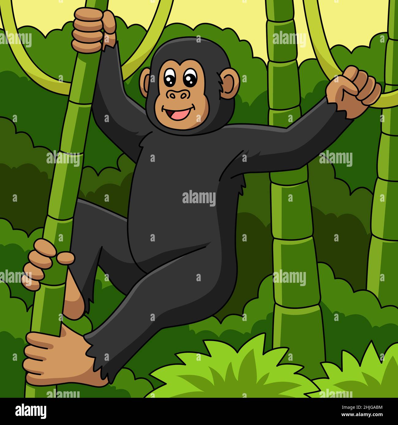 Illustration de couleur Vector de dessin animé de chimpanzé Illustration de Vecteur