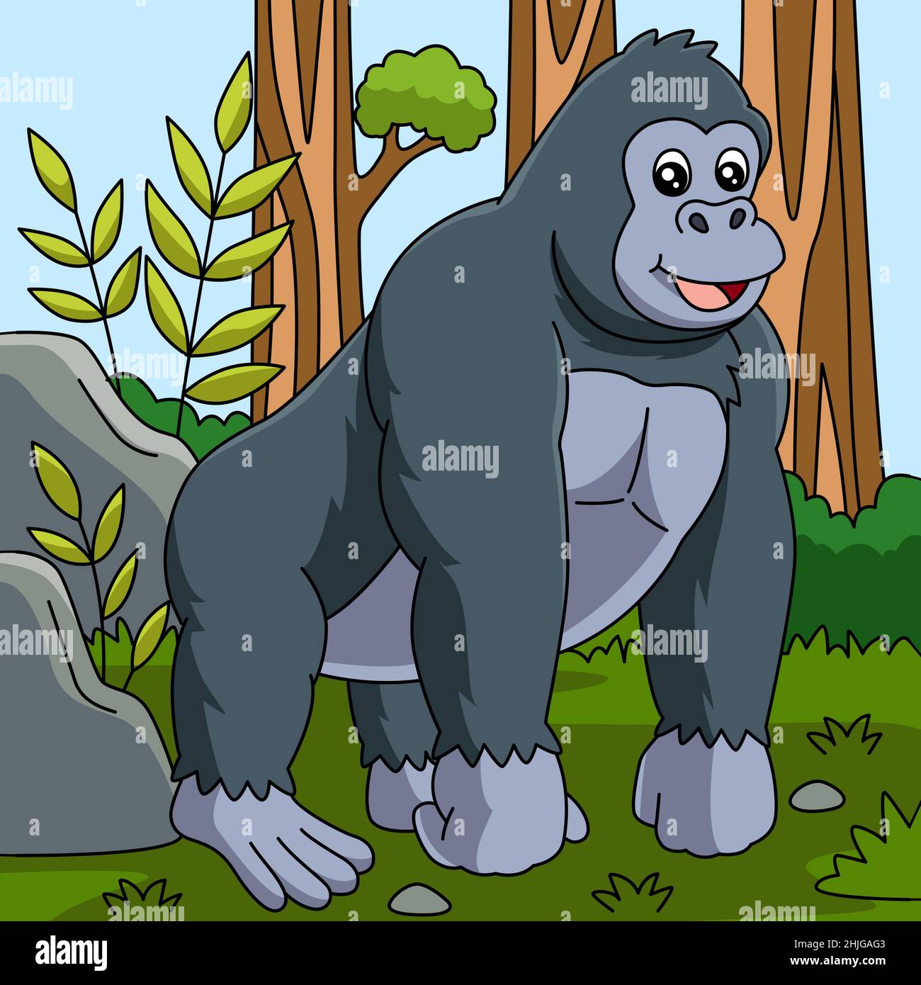 Illustration de couleur Gorilla Cartoon Vector Illustration de Vecteur