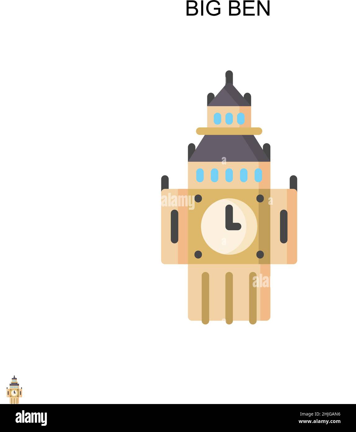 Icône de vecteur simple Big ben.Modèle de conception de symbole d'illustration pour élément d'interface utilisateur Web mobile. Illustration de Vecteur