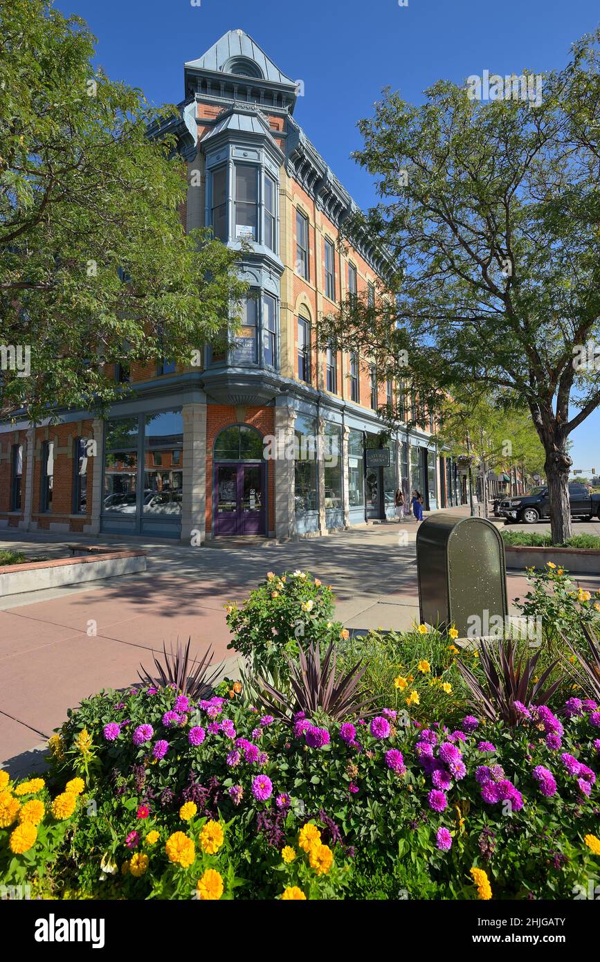 Le centre-ville historique, fort Collins CO Banque D'Images