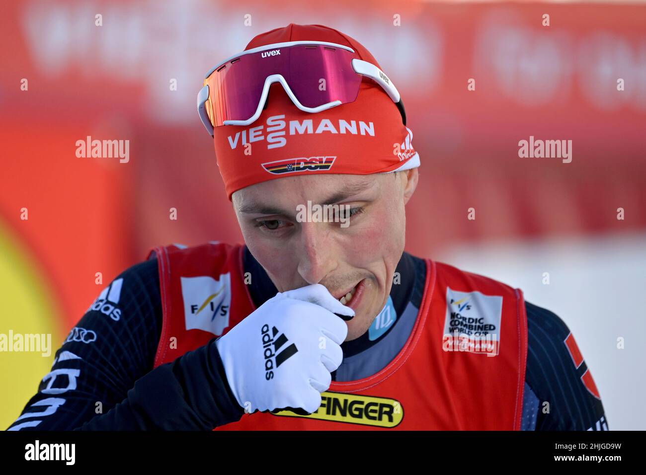 Eric FRENZEL (GER), image simple, couper un motif, portrait, portrait,portrait.Concours individuel Gundersen NH/10 km, coupe du monde de la FIS combiné à Seefeld/Tyrol le 29th janvier 2022 Banque D'Images