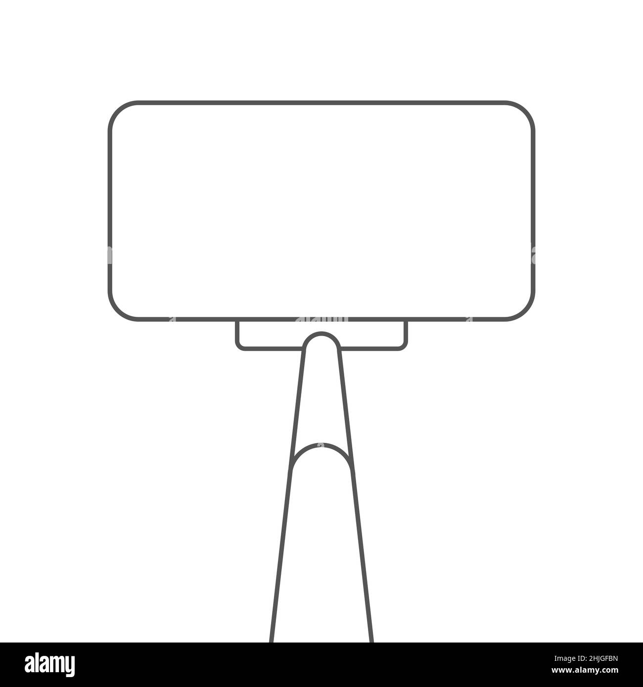 Smartphone sur un bâton pour selfie.Bâton de selfie de Monopod avec écran vide de téléphone cellulaire.Illustration vectorielle à ligne plate isolée sur fond blanc. Illustration de Vecteur