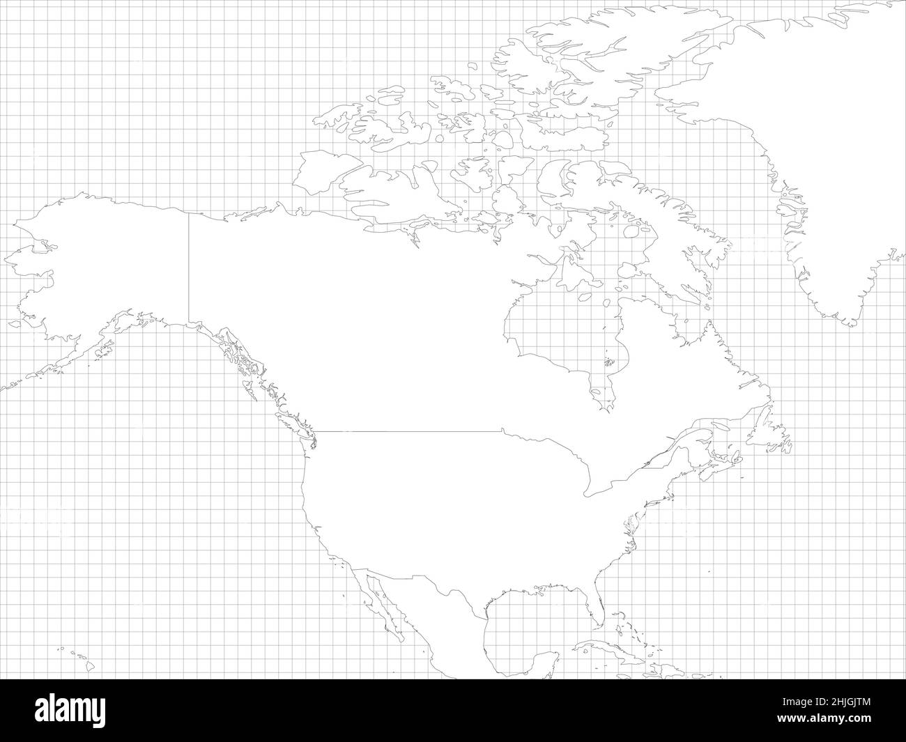 Amérique du Nord carte vierge avec contour simple Image Vectorielle Stock -  Alamy