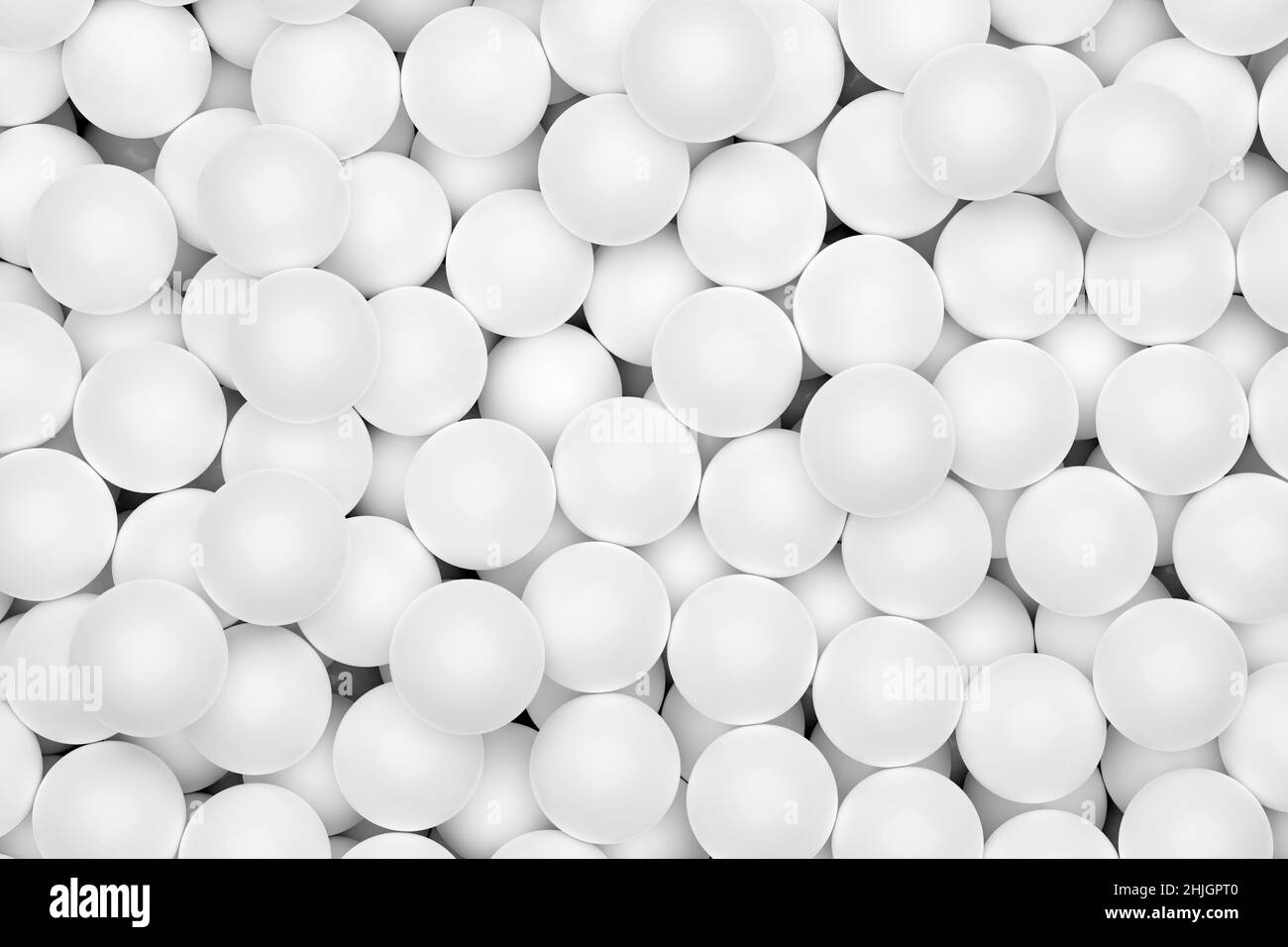 Piscine à balles ou fosse remplie de boules en plastique blanc, texture abstraite arrière-plan vue de dessus plat de dessus, 3D illustration Banque D'Images