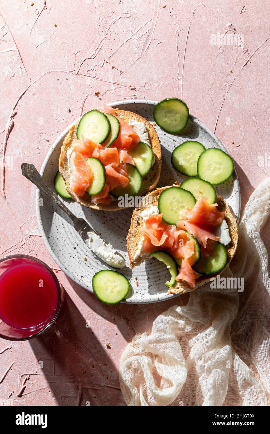 Bagels, LOX et fromage à la crème Banque D'Images