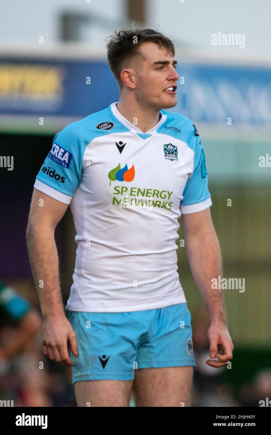 Galway, Irlande.30th janvier 2022.Stafford McDowall de Glasgow lors du match de rugby 11 du Championnat des États-Unis entre Connacht Rugby et Glasgow Warriors au Sportsground de Galway, Irlande, le 29 janvier 2022 (photo par Andrew SURMA/ Credit: SIPA USA/Alay Live News Banque D'Images