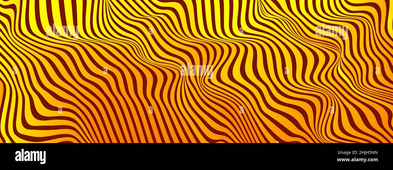 Arrière-plan des lignes de distorsion.Rayures distorses, motif moderne abstrait.Op art illusion vagues.Courbes Vector 3D.Surface dynamique Illustration de Vecteur