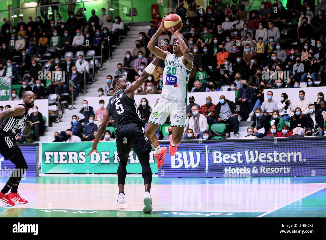 Thomas WIMBUSH (20) de Nanterre 92 lors du championnat français, BetClic Elite basketball match entre Nanterre 92 et LDLC ASVEL le 29 janvier 2022 au Palais des Sports Maurice Thorez à Nanterre, France - photo Ann-Dee Lamour / CDP MEDIA / DPPI Banque D'Images