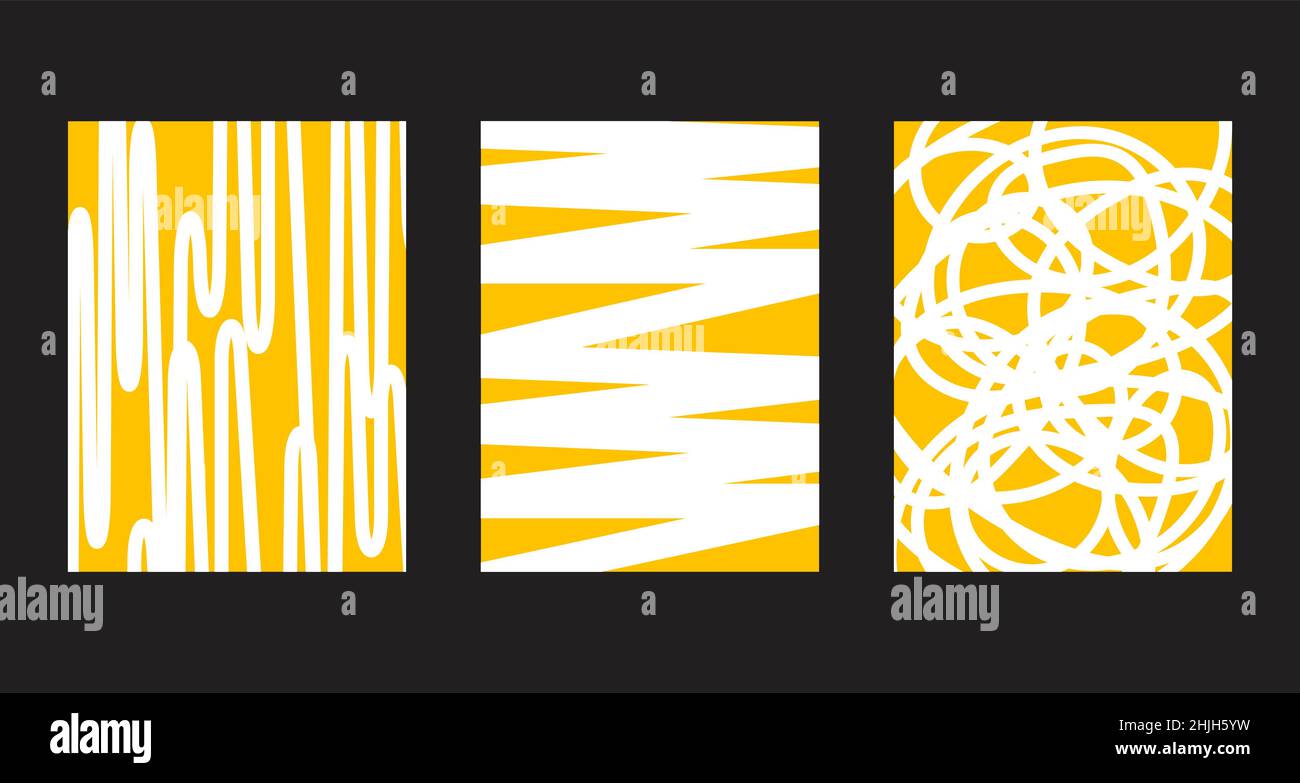 Ensemble d'affiches verticales sur les lignes de caniches abstraites.Collection de fonds de mur griffés.Illustration vectorielle Illustration de Vecteur