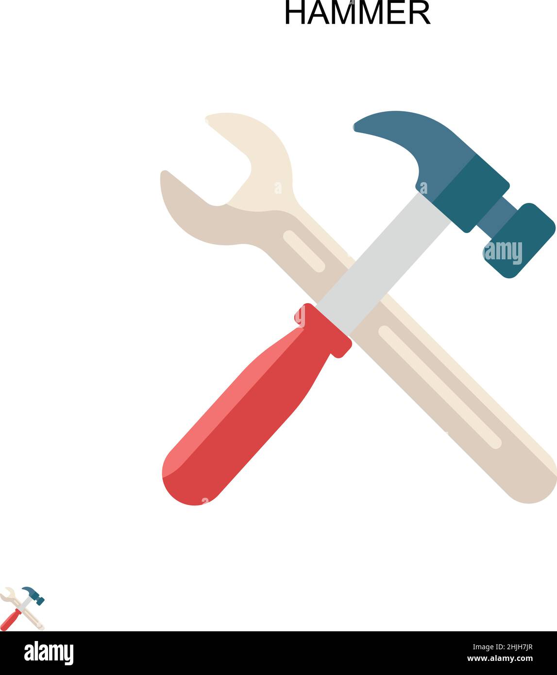 Icône de vecteur simple marteau.Modèle de conception de symbole d'illustration pour élément d'interface utilisateur Web mobile. Illustration de Vecteur