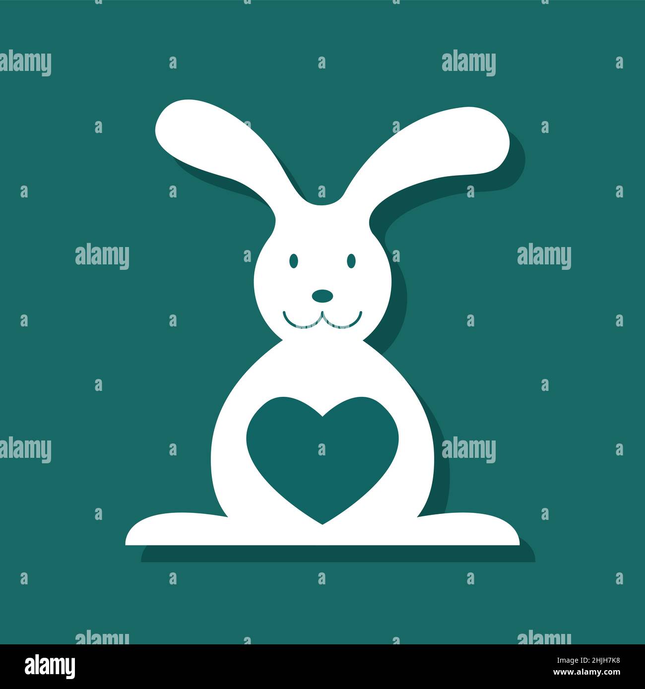 Vecteur de motif lapin et coeur sur fond blanc.Illustration vectorielle superposée facile à modifier.Animaux sauvages. Illustration de Vecteur