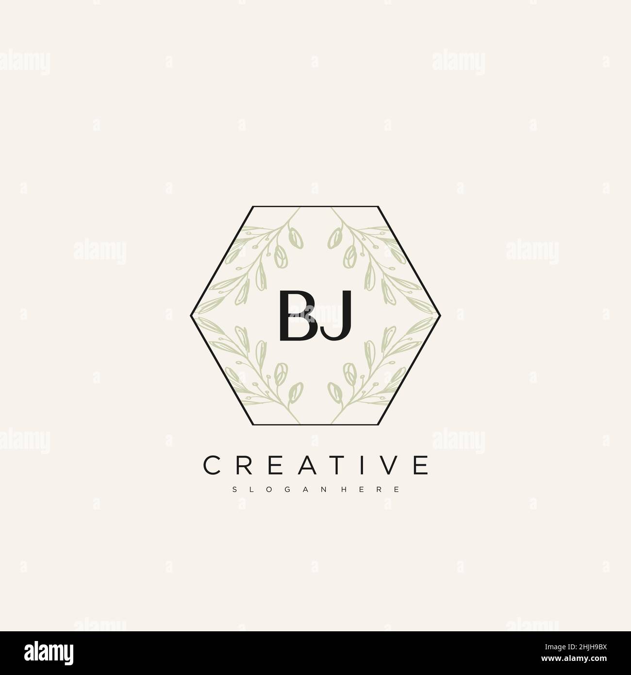 BJ lettre initiale logo Fleur modèle Vector Premium Illustration de Vecteur
