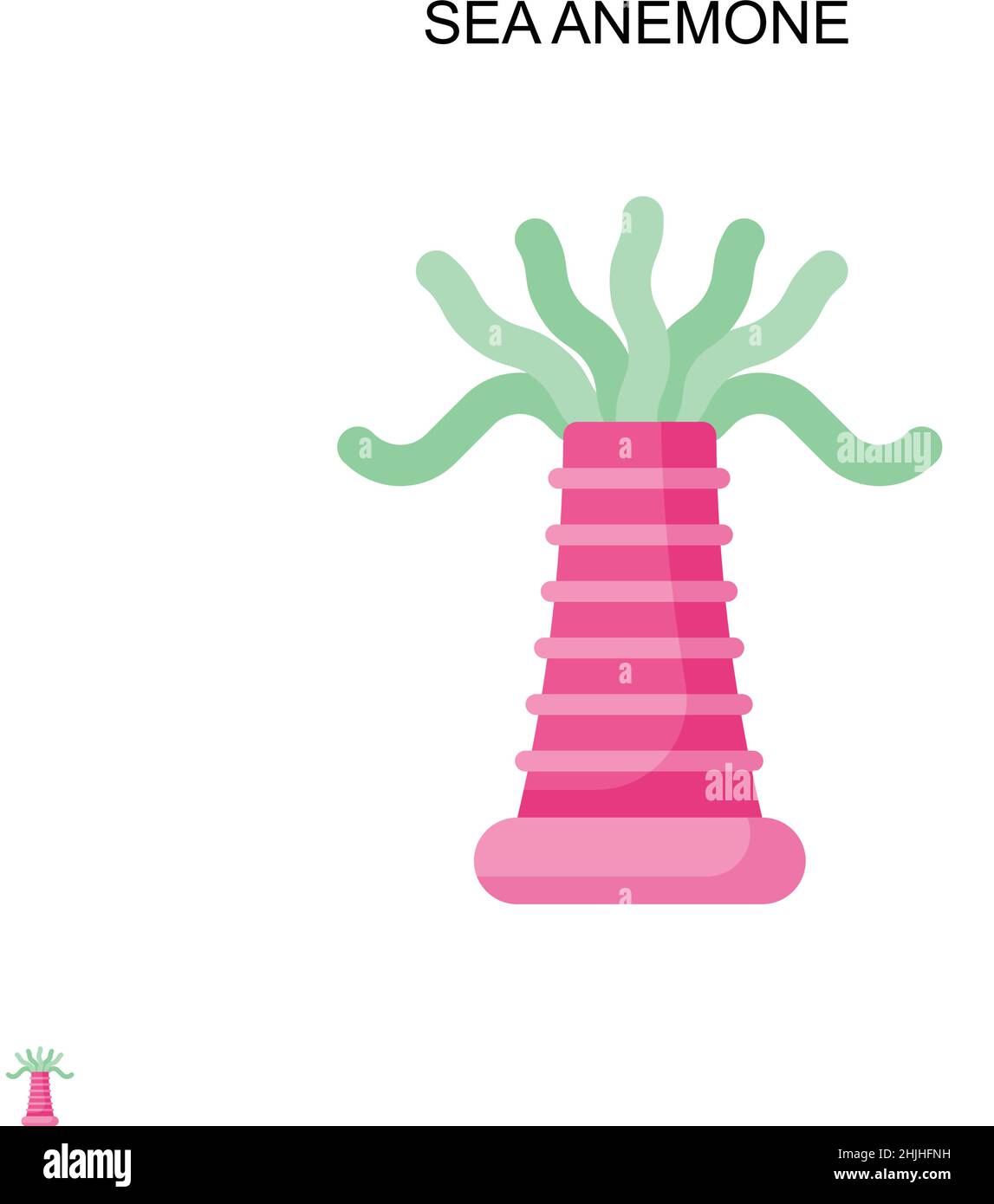 Icône vecteur simple anemone de mer.Modèle de conception de symbole d'illustration pour élément d'interface utilisateur Web mobile. Illustration de Vecteur