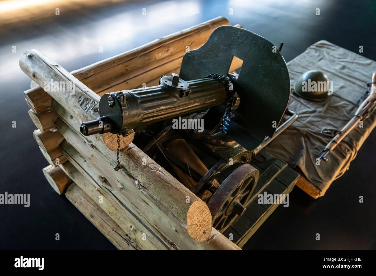 Ancienne mitrailleuse. Arme Maxim. Première Guerre mondiale mitrailleuse. Banque D'Images