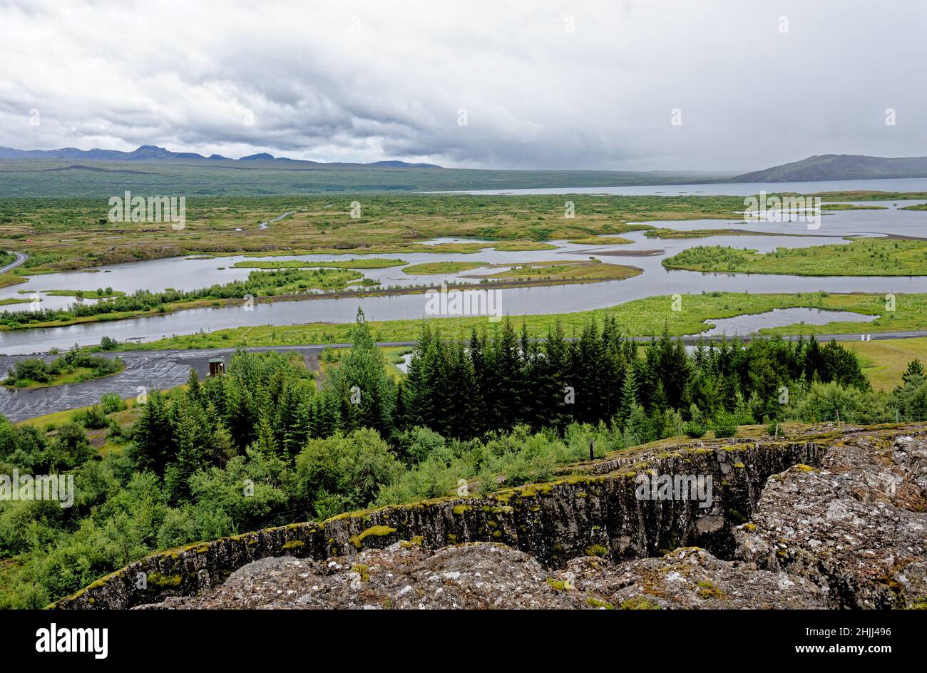 Islande - Le Parc National de Thingvellir - UNESCO World Heritage Site - la séparation de deux plaques tectoniques, les plaques nord-américaine et européenne - Golden Banque D'Images