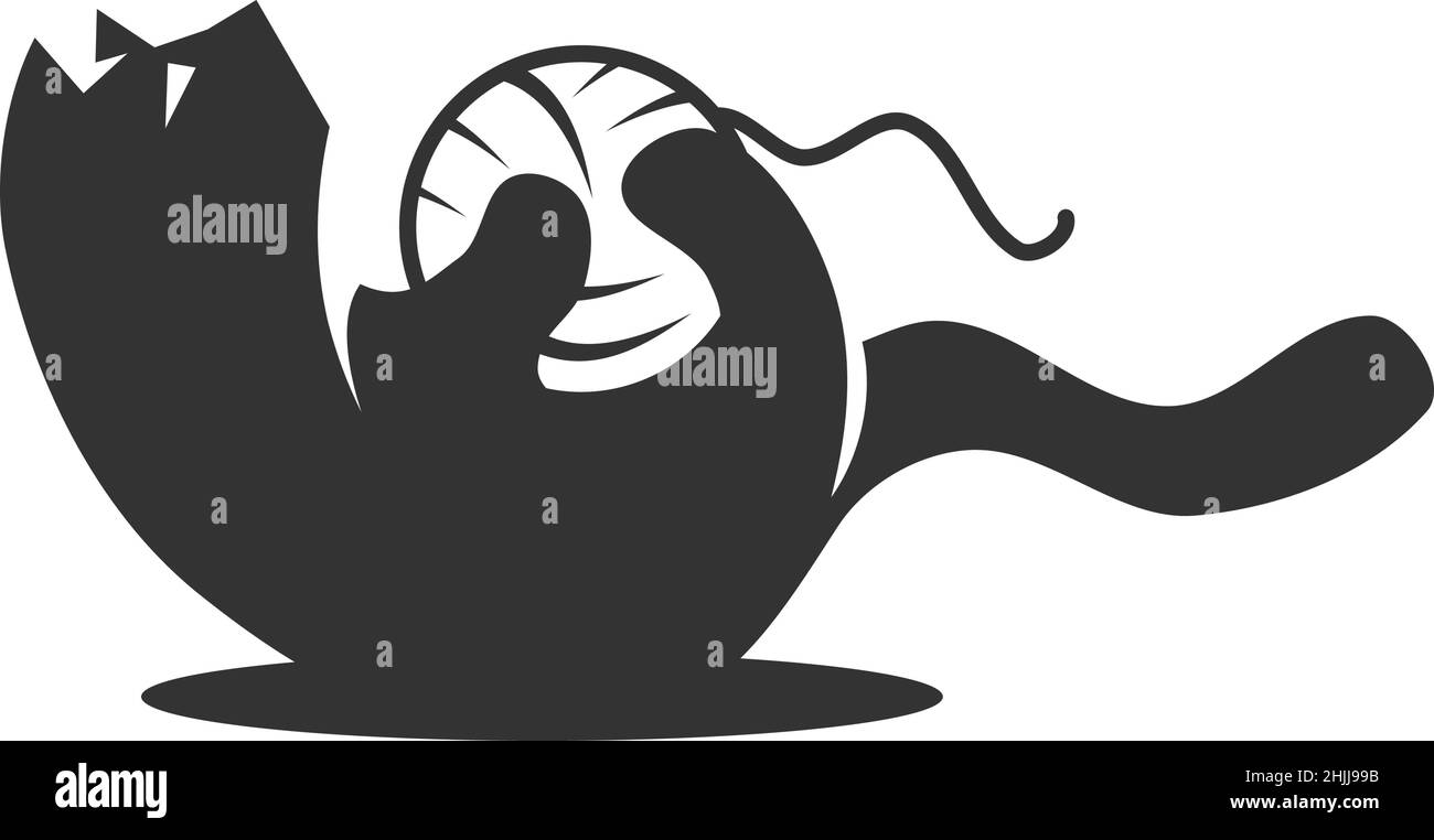 chat jouant avec une boule de fil icône Illustration identité de marque Illustration de Vecteur
