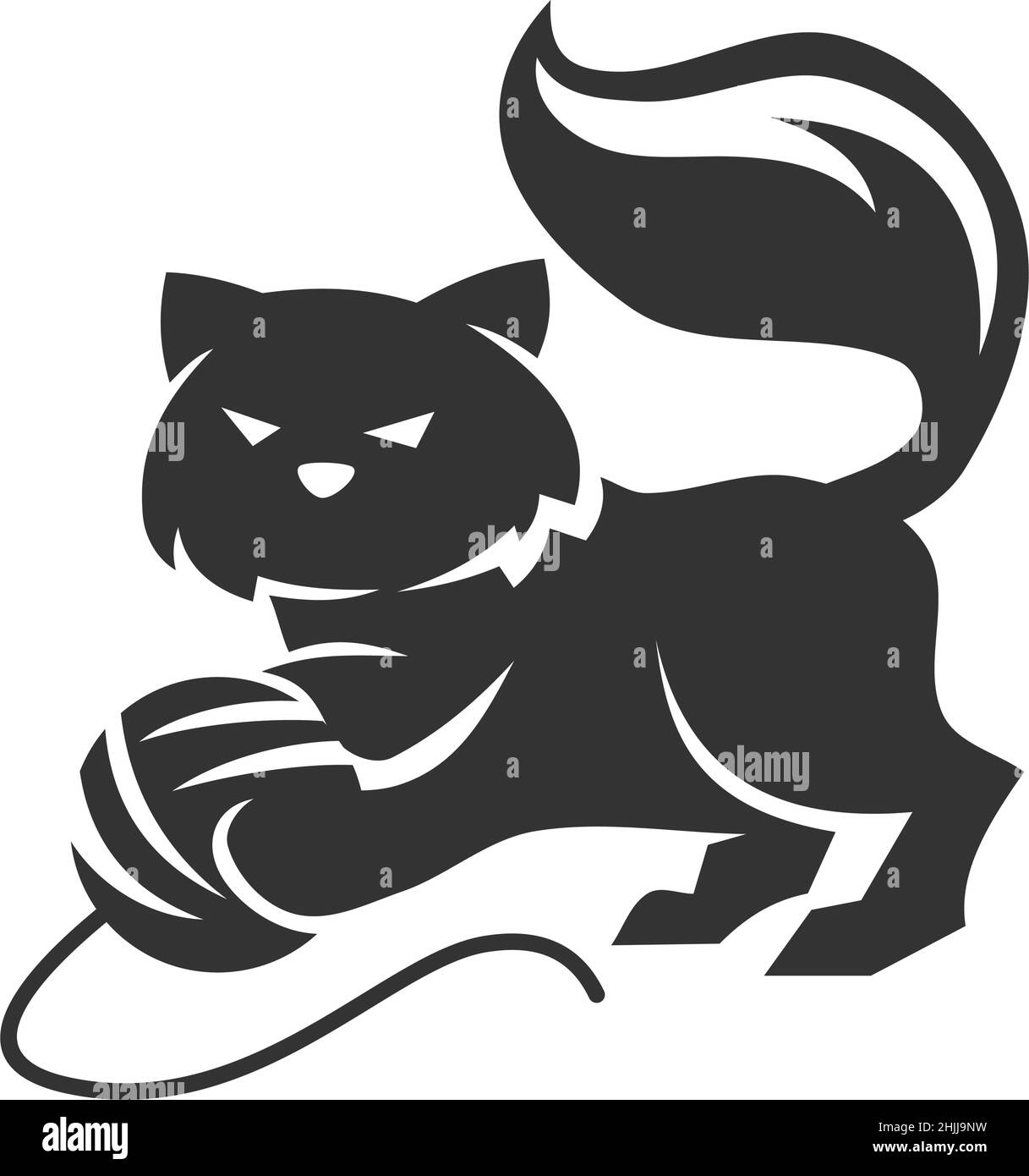 Chat jouant balle de fil icône Illustration identité de marque Illustration de Vecteur
