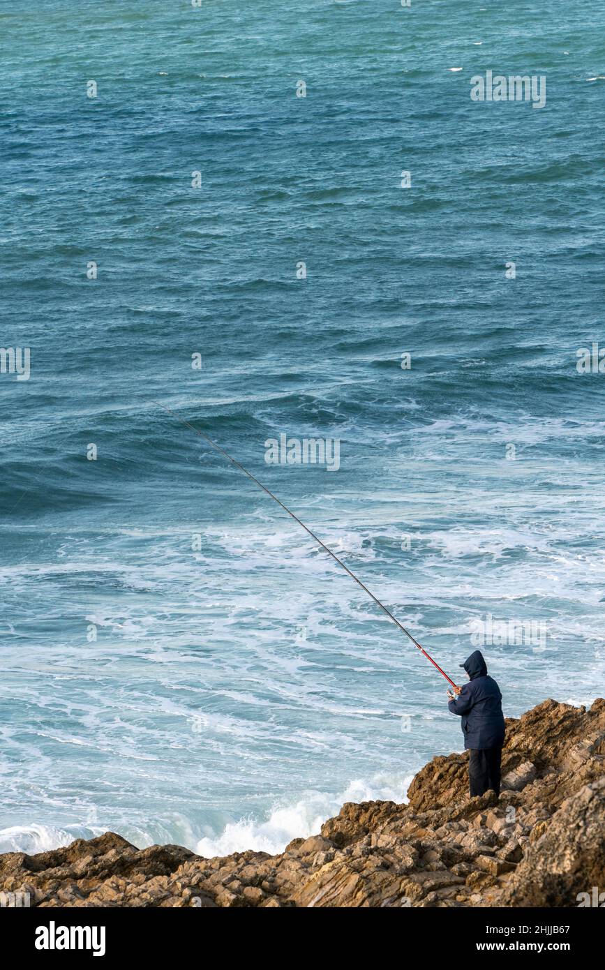 Personne pêche sur la mer Banque D'Images