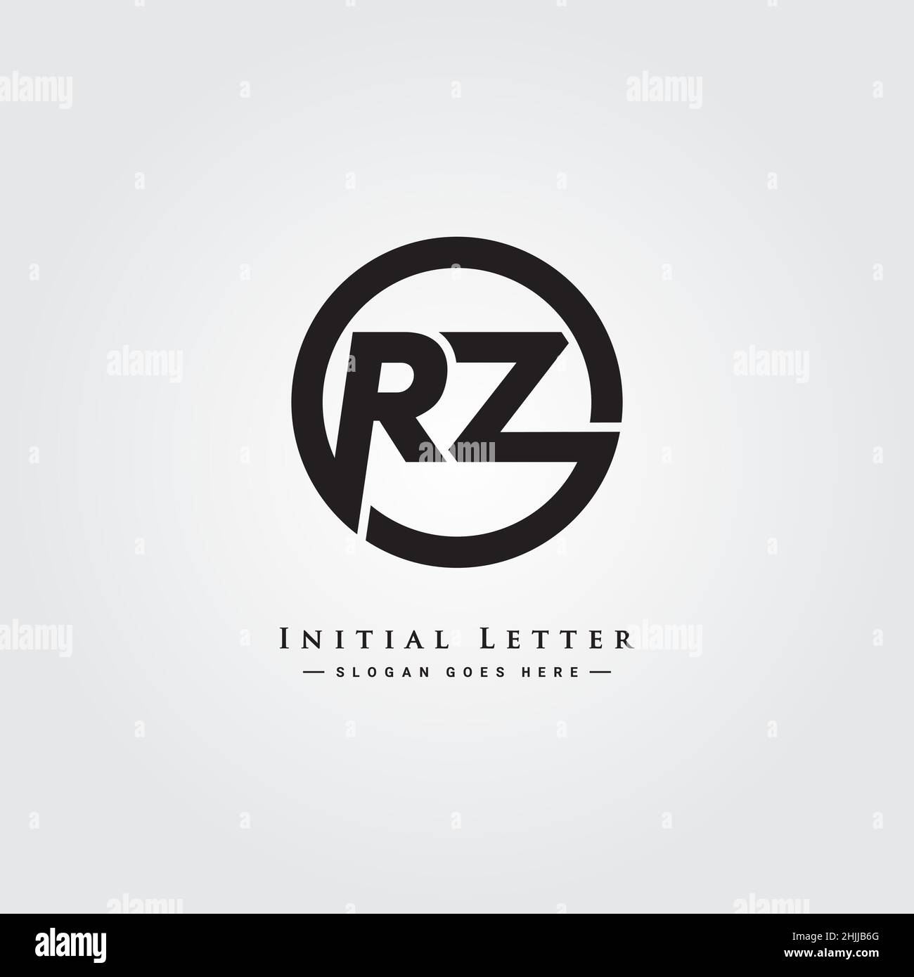 Logo commercial simple pour lettre initiale RZ - logo alphabétique Illustration de Vecteur