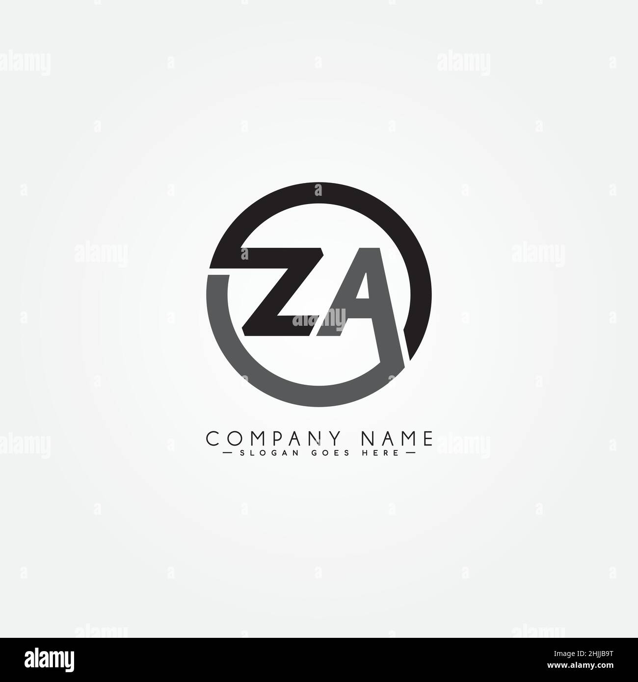 Logo minimal Business pour Alphabet ZA - lettre initiale Z et Un logo Illustration de Vecteur