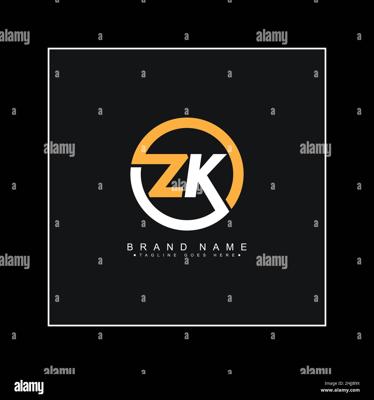Logo commercial simple pour lettre initiale ZK - logo alphabétique Illustration de Vecteur
