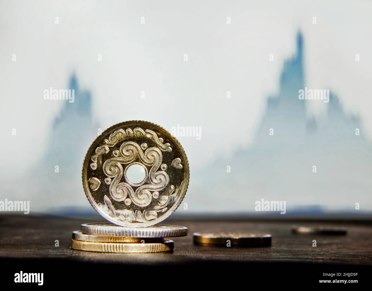 Pièces et cours de l'action.Montée et descente Banque D'Images