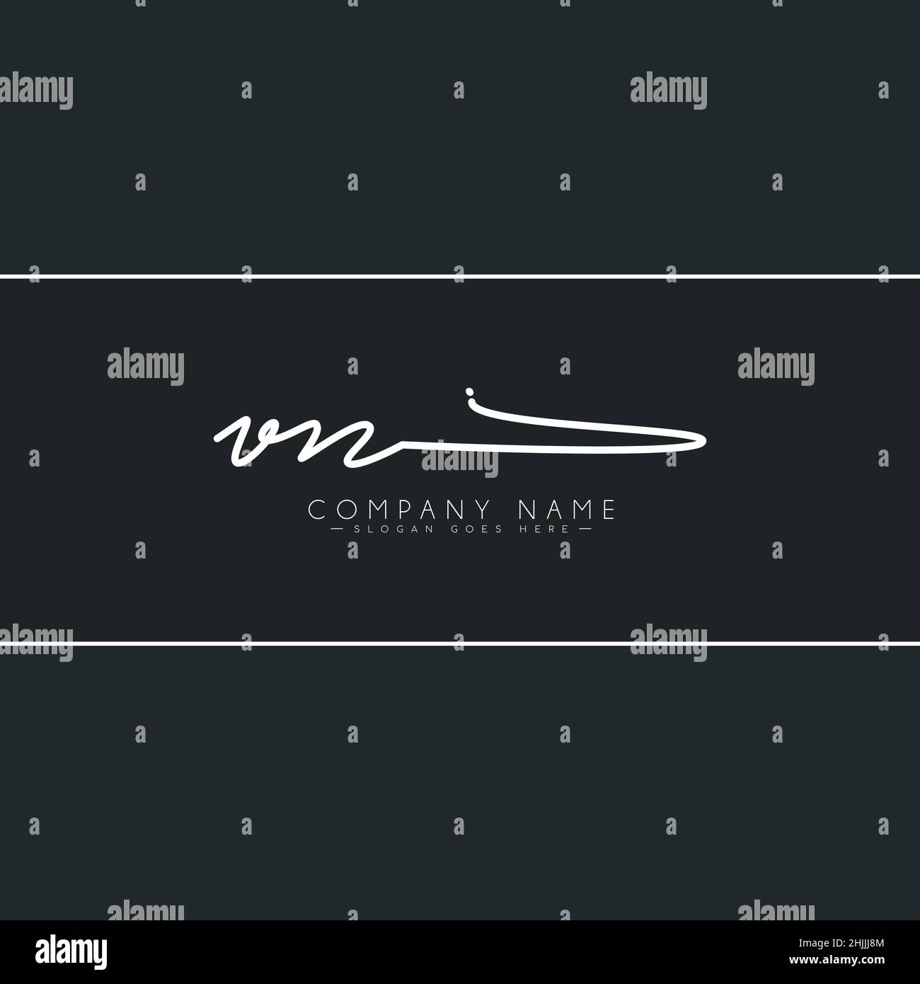 Lettre initiale logo VN - logo Signature dessiné à la main - logo vectoriel simple dans le style Signature pour les initiales du nom de marque. Illustration de Vecteur