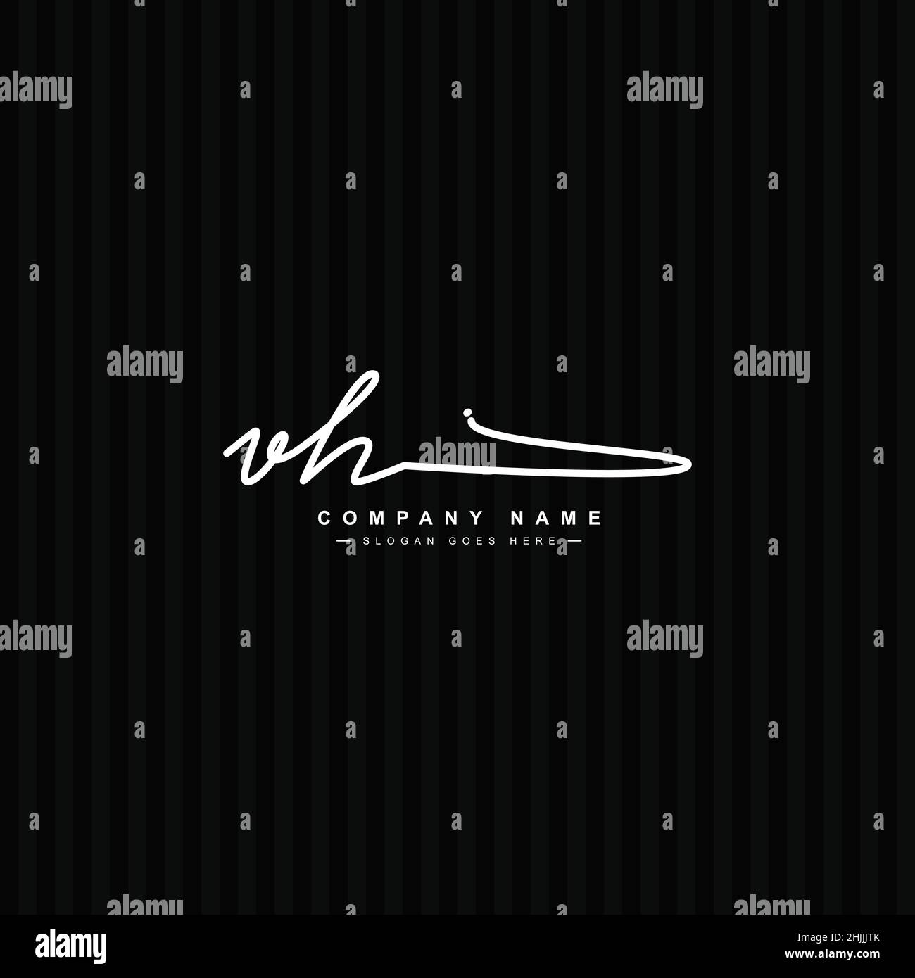 Lettre initiale logo VH - logo Signature dessiné à la main - logo vectoriel simple dans le style Signature pour les initiales du nom de marque. Illustration de Vecteur