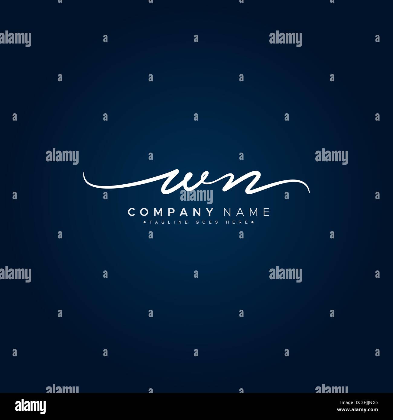 Lettre initiale logo WN - logo Signature dessiné à la main - logo vectoriel simple dans le style Signature pour les initiales du nom de marque. Illustration de Vecteur