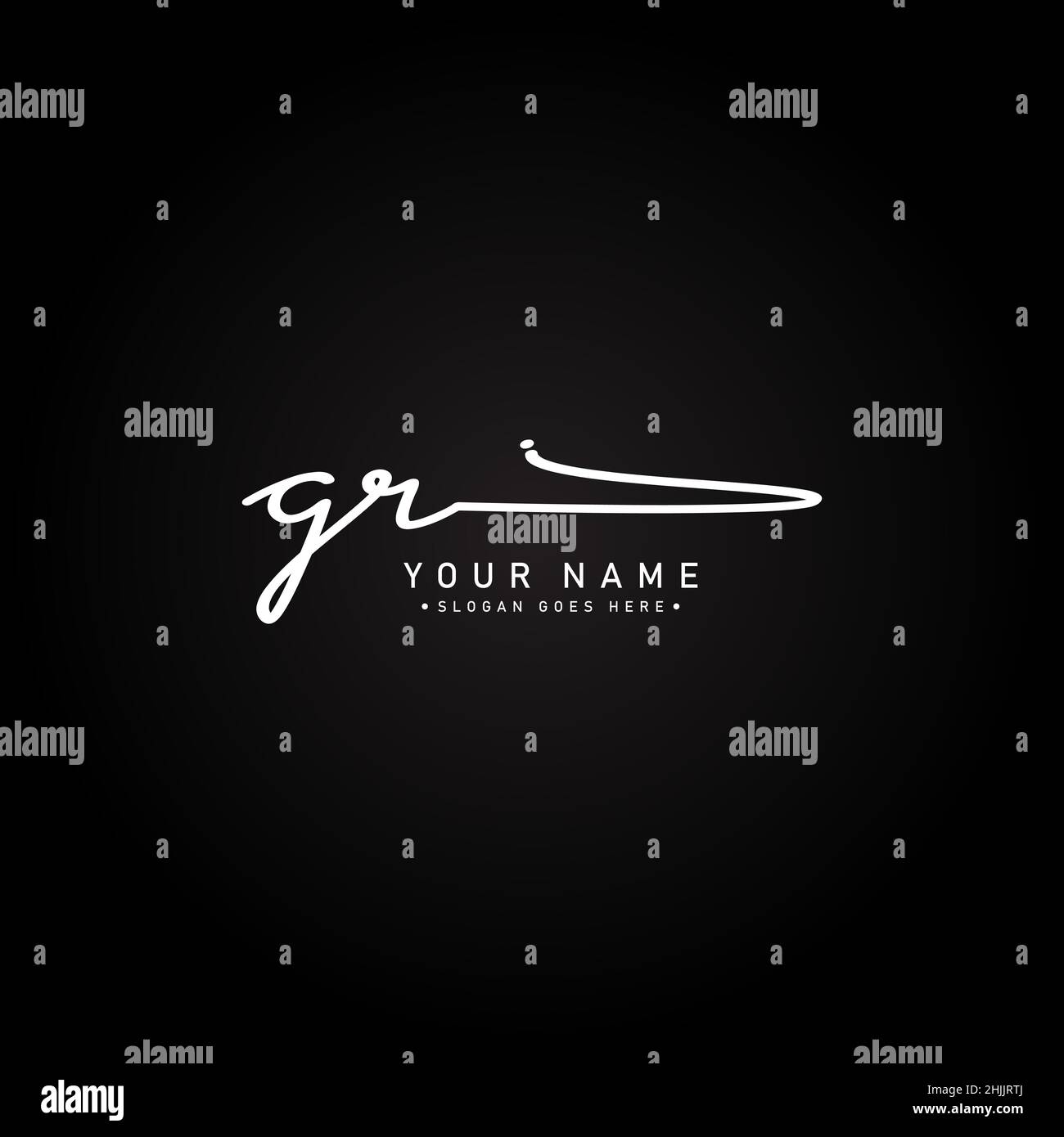 Lettre initiale logo GR - logo de style Signature dessiné à la main - logo vectoriel simple dans le style Signature pour les initiales de la marque. Illustration de Vecteur