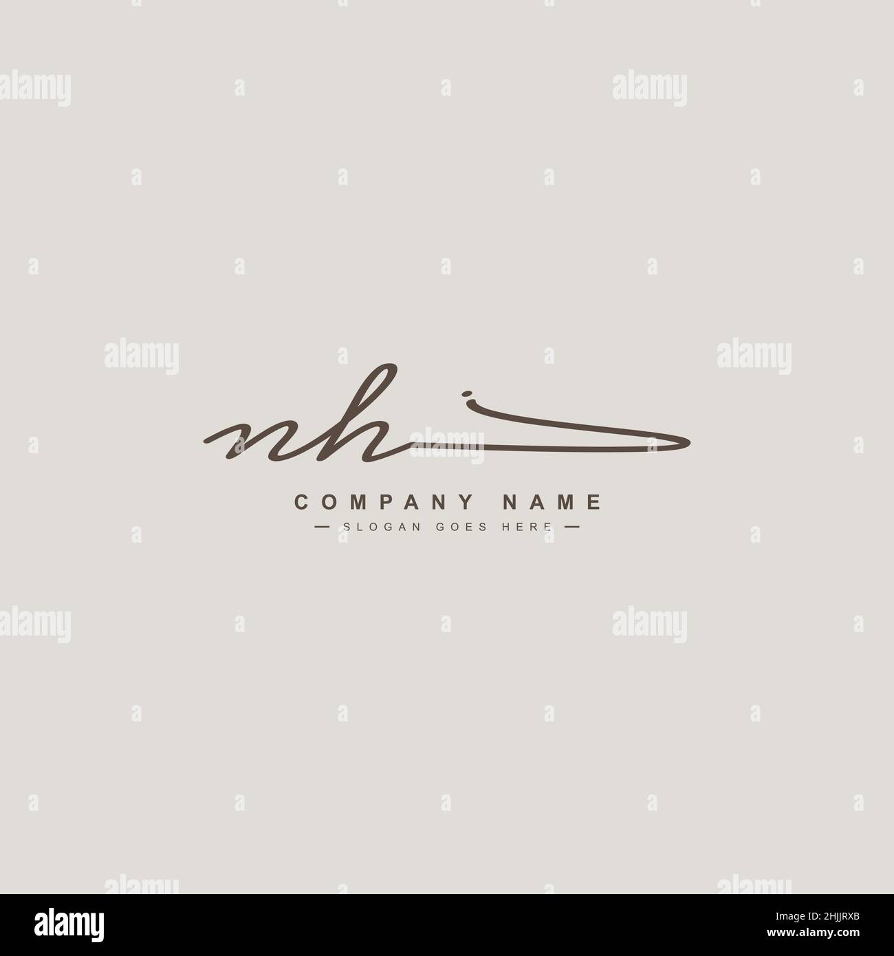 Lettre initiale logo NH - Signature manuscrite logo - simple logo Vector dans le style Signature pour les initiales du nom de marque. Illustration de Vecteur