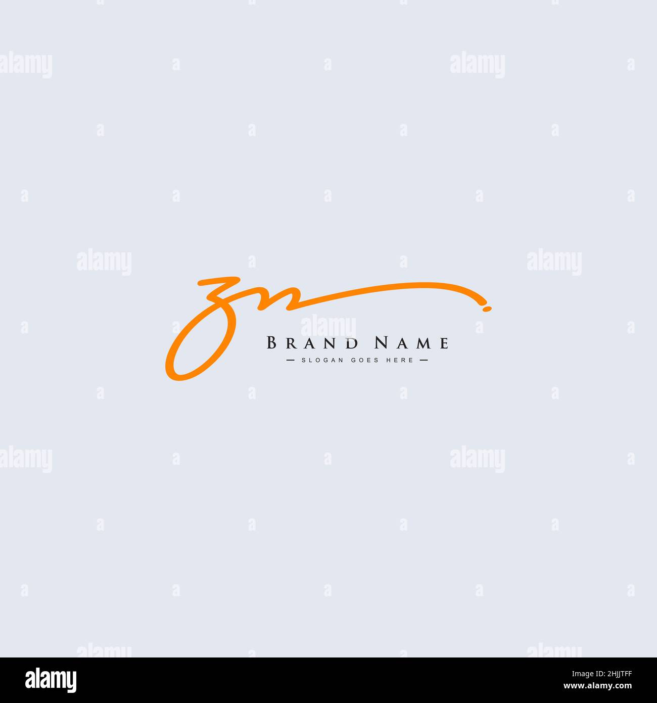 Lettre initiale logo ZN - logo de style Signature dessiné à la main - logo vectoriel simple en style Signature pour les initiales de la marque. Illustration de Vecteur