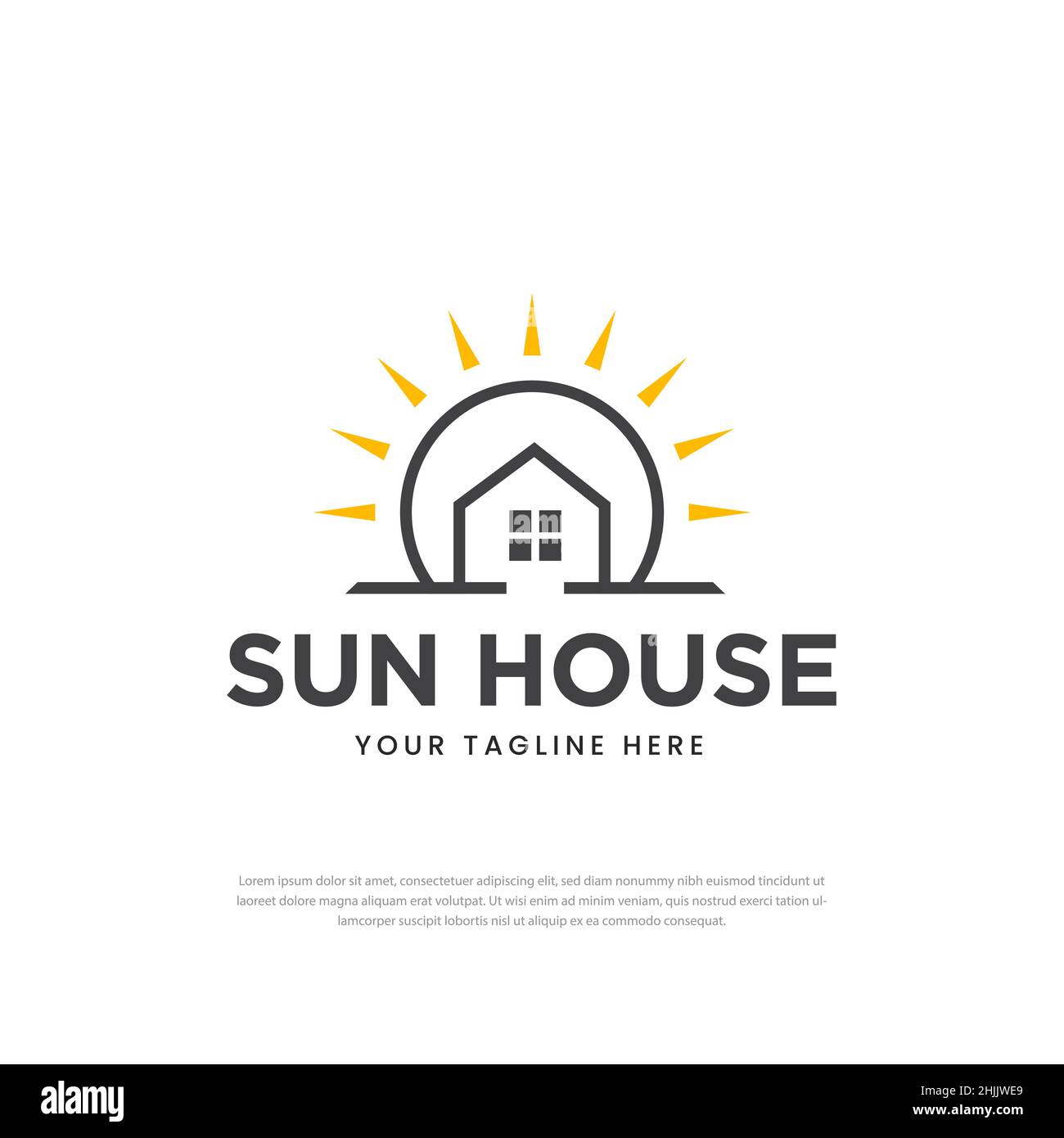 Logo Sun brillant design créatif modèle de design maison, symbole Illustration de Vecteur