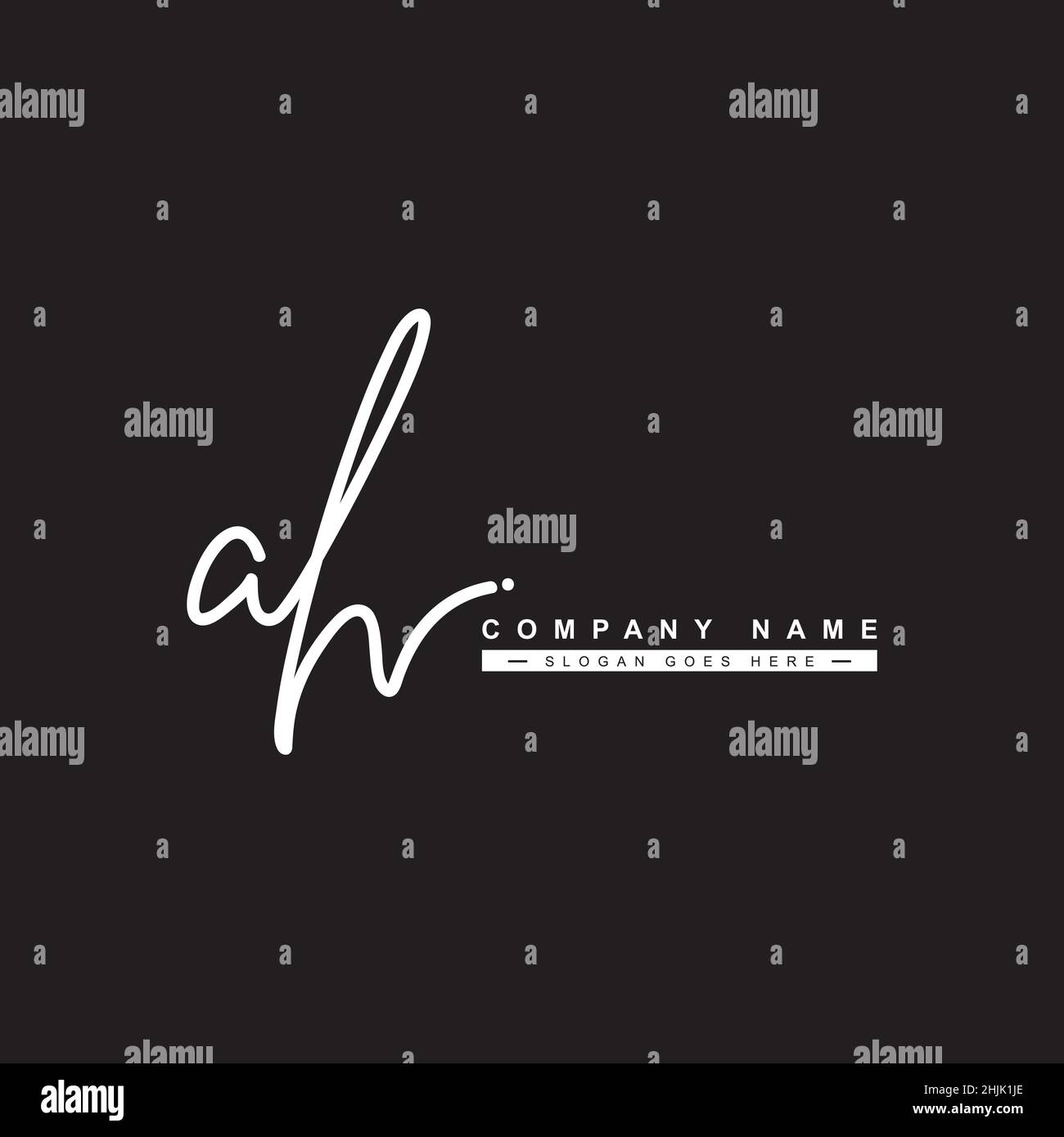 Logo AH de la lettre initiale - logo de style Signature manuscrit - logo Vector simple dans le style Signature pour les initiales Illustration de Vecteur