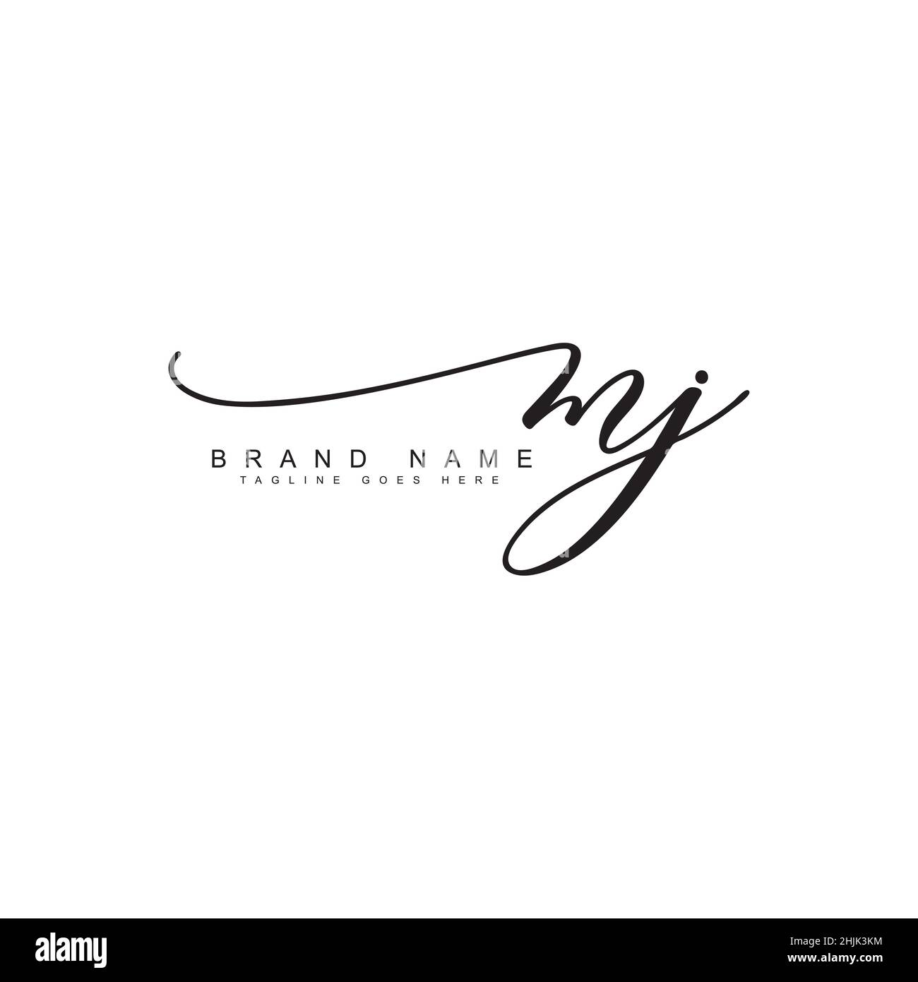 Lettre initiale logo MJ - logo Signature dessiné à la main - logo vectoriel simple en style Signature pour initiales Illustration de Vecteur
