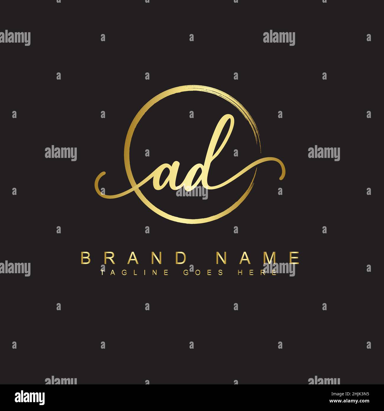 Logo AD de la lettre initiale - logo de style Signature dessiné à la main - logo vectoriel simple dans le style Signature pour les initiales Illustration de Vecteur